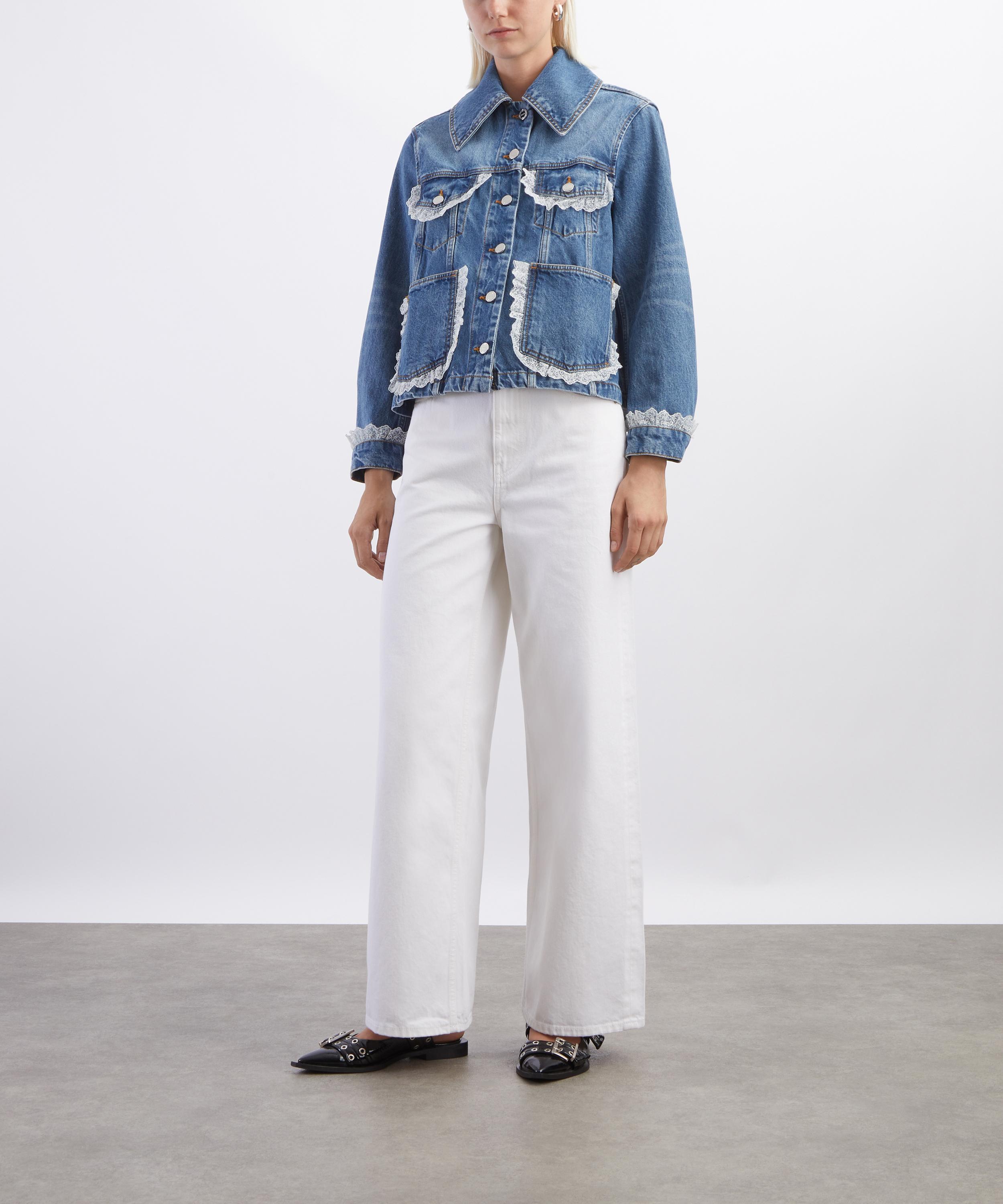 Ganni - Lace-Trimmed Denim Jacket image number 1