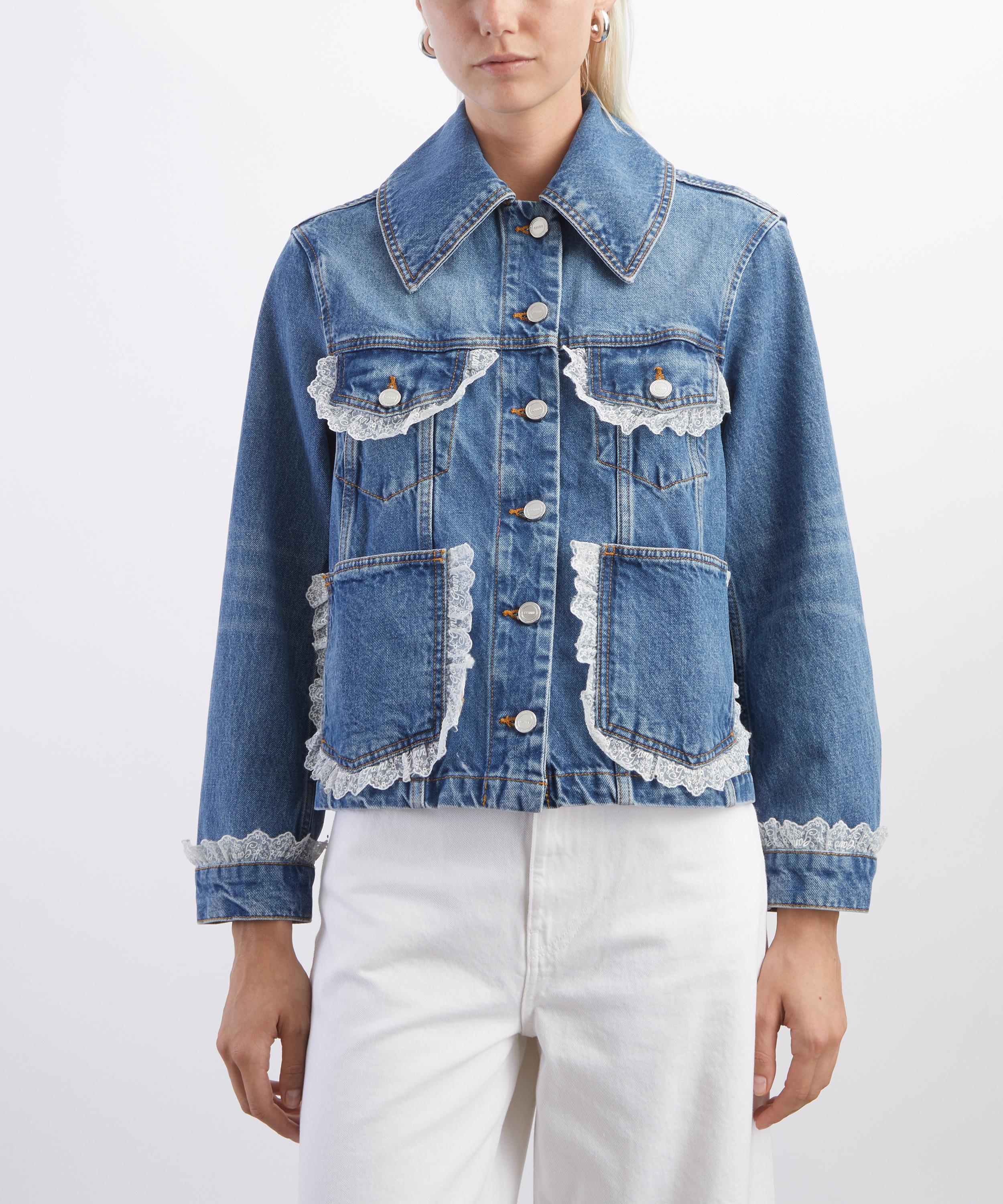 Ganni - Lace-Trimmed Denim Jacket image number 2