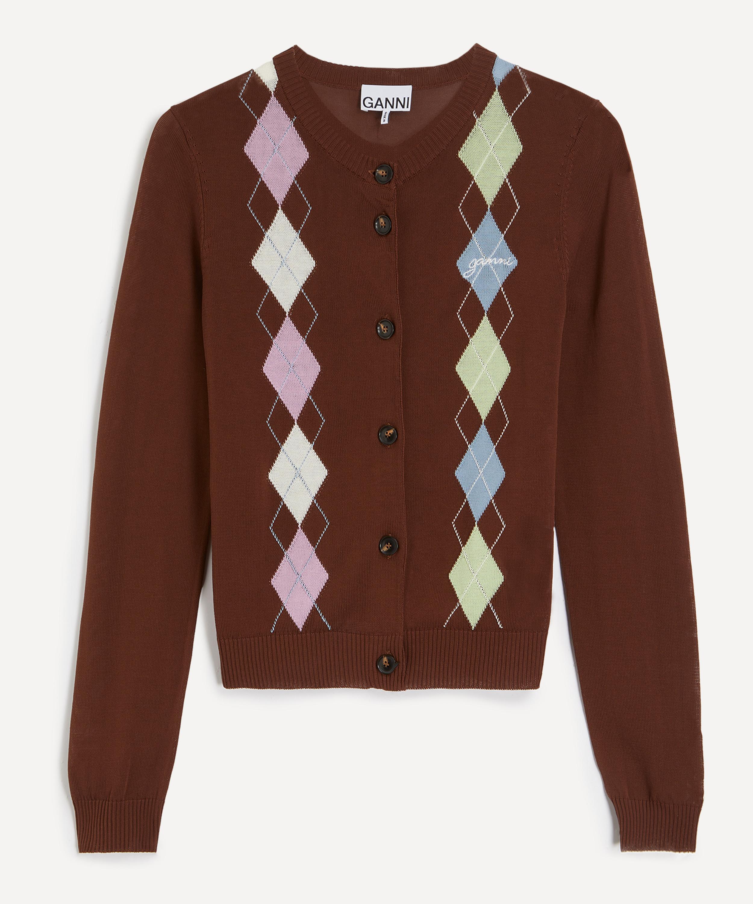 Ganni - Argyle Cotton Cardigan