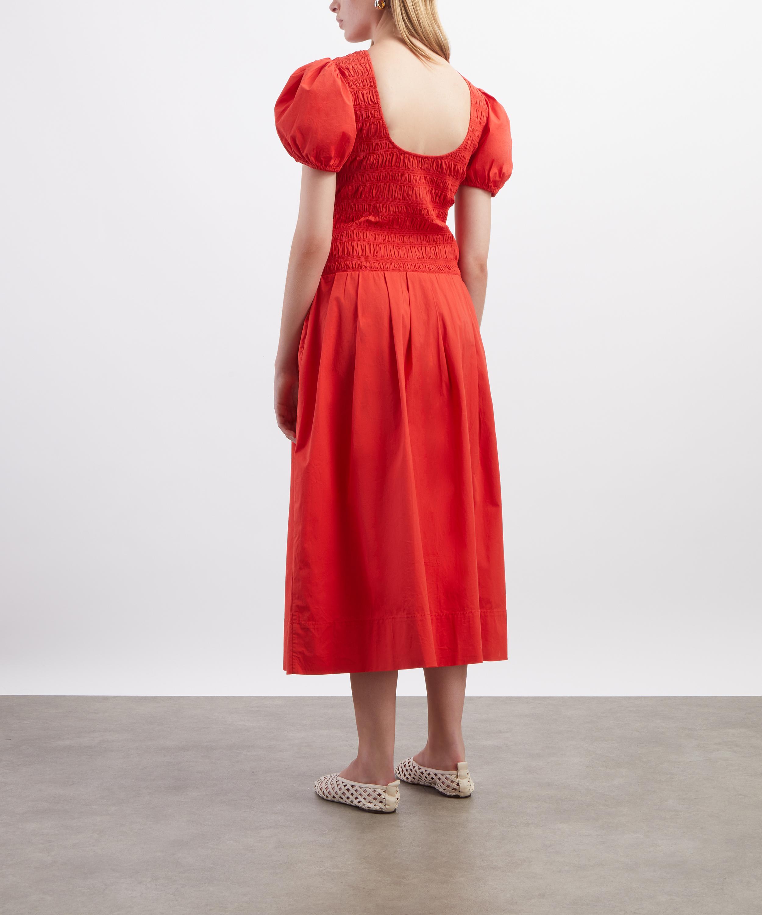 Ganni - Smocked Pleated Cotton Dress image number 3