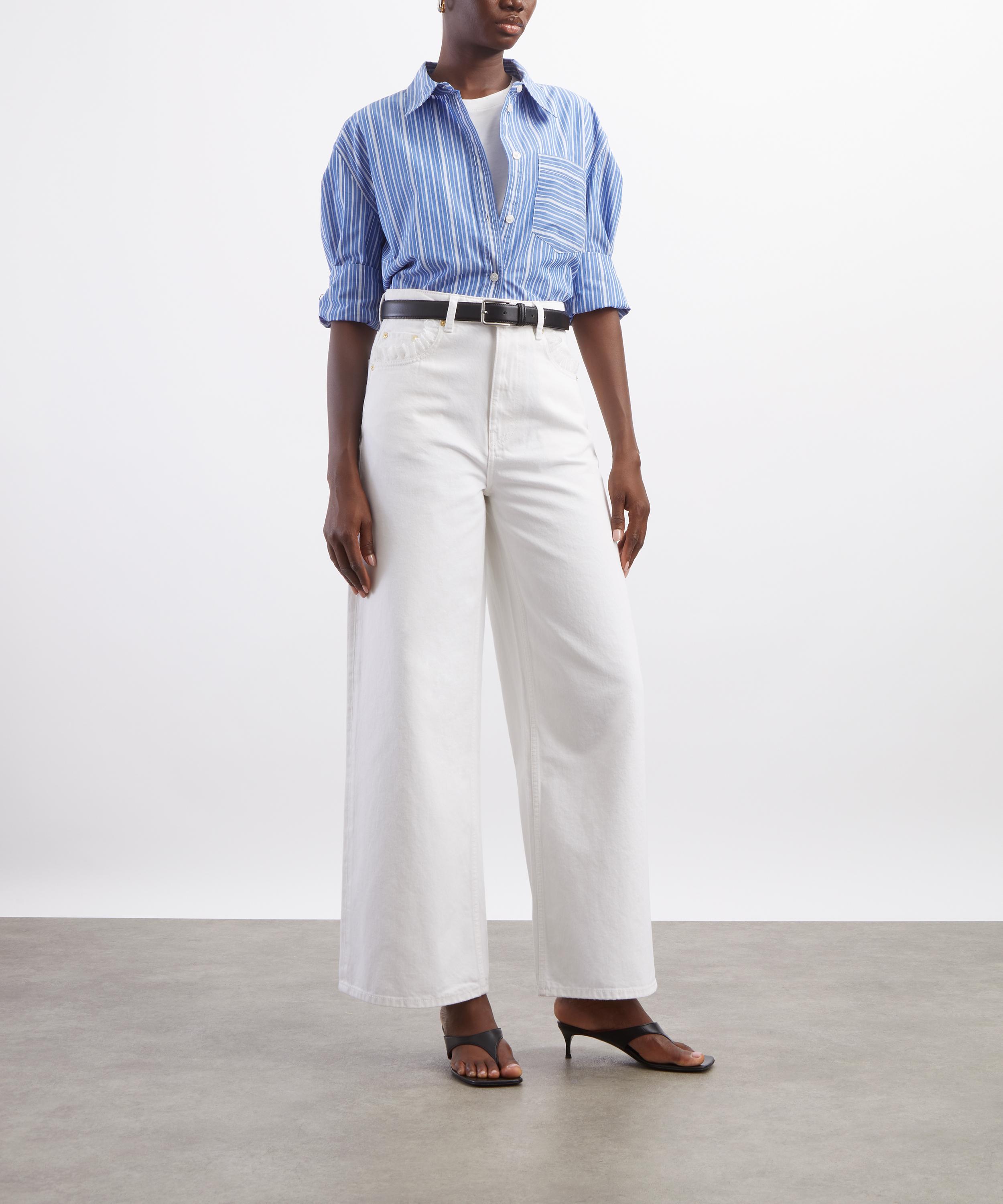 Ganni - Pleated Stripe Button-Up Shirt image number 1
