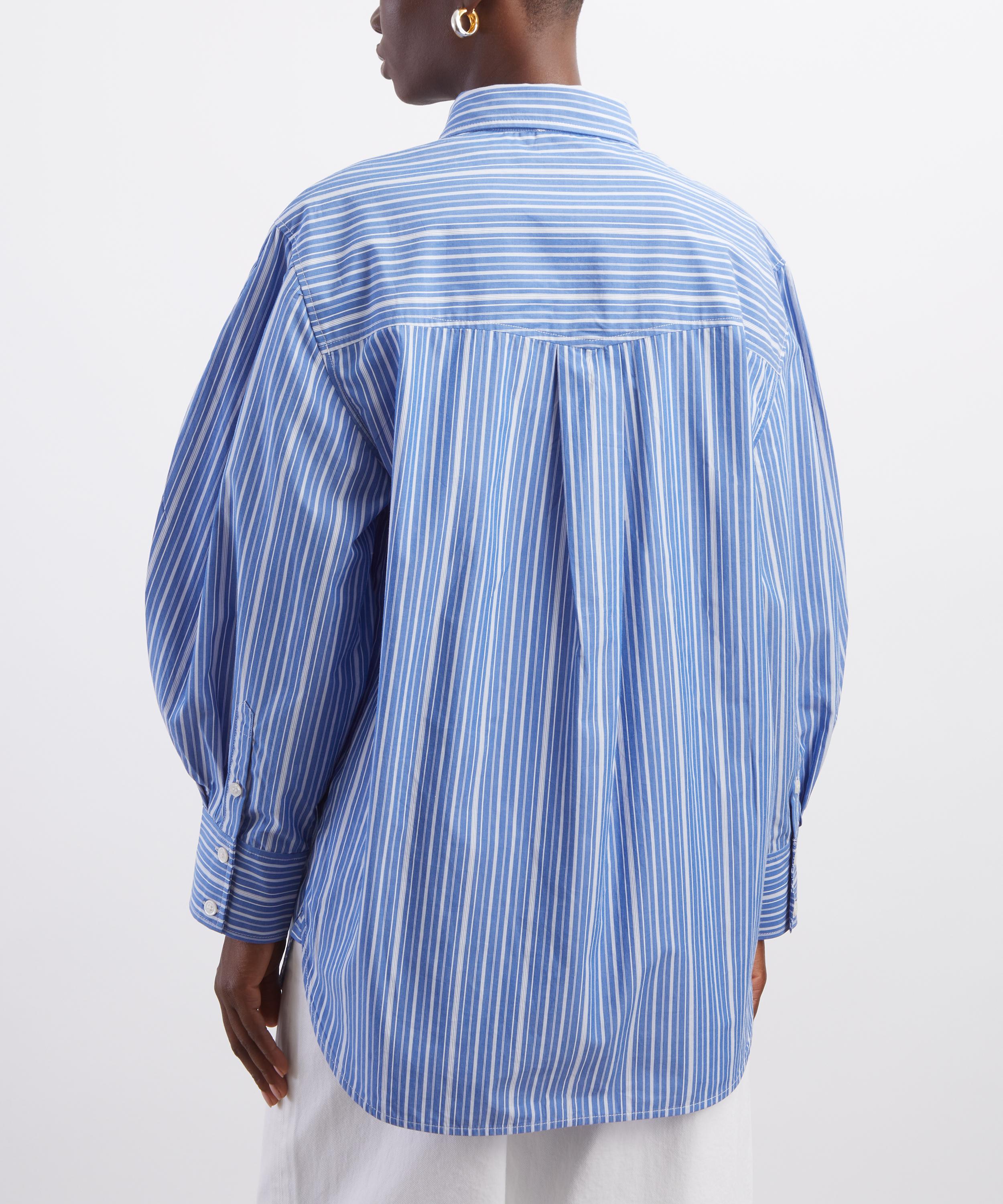 Ganni - Pleated Stripe Button-Up Shirt image number 3