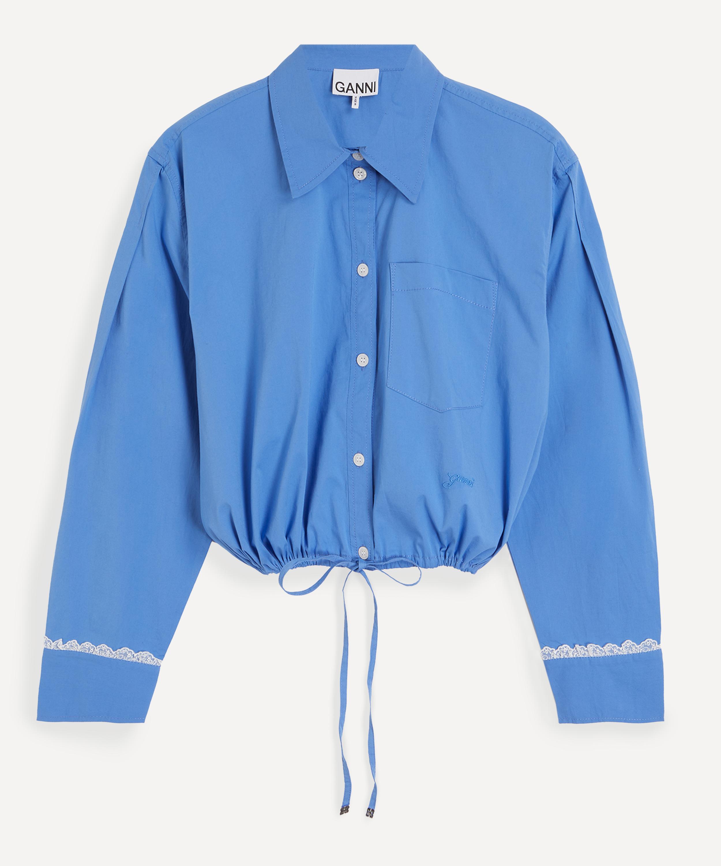 Ganni - Cropped Cotton Bowling Shirt image number 0