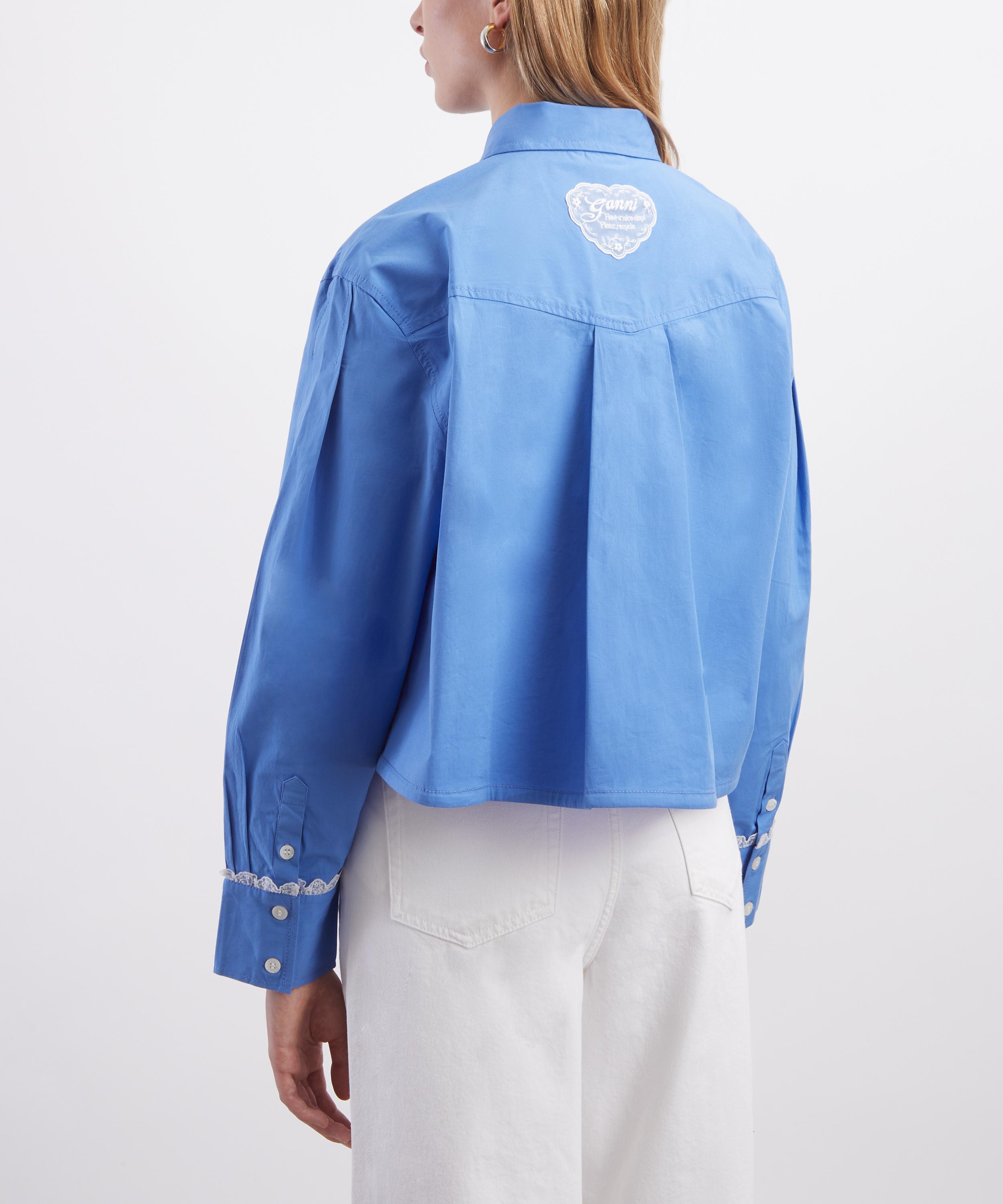 Ganni - Cropped Cotton Bowling Shirt image number 3