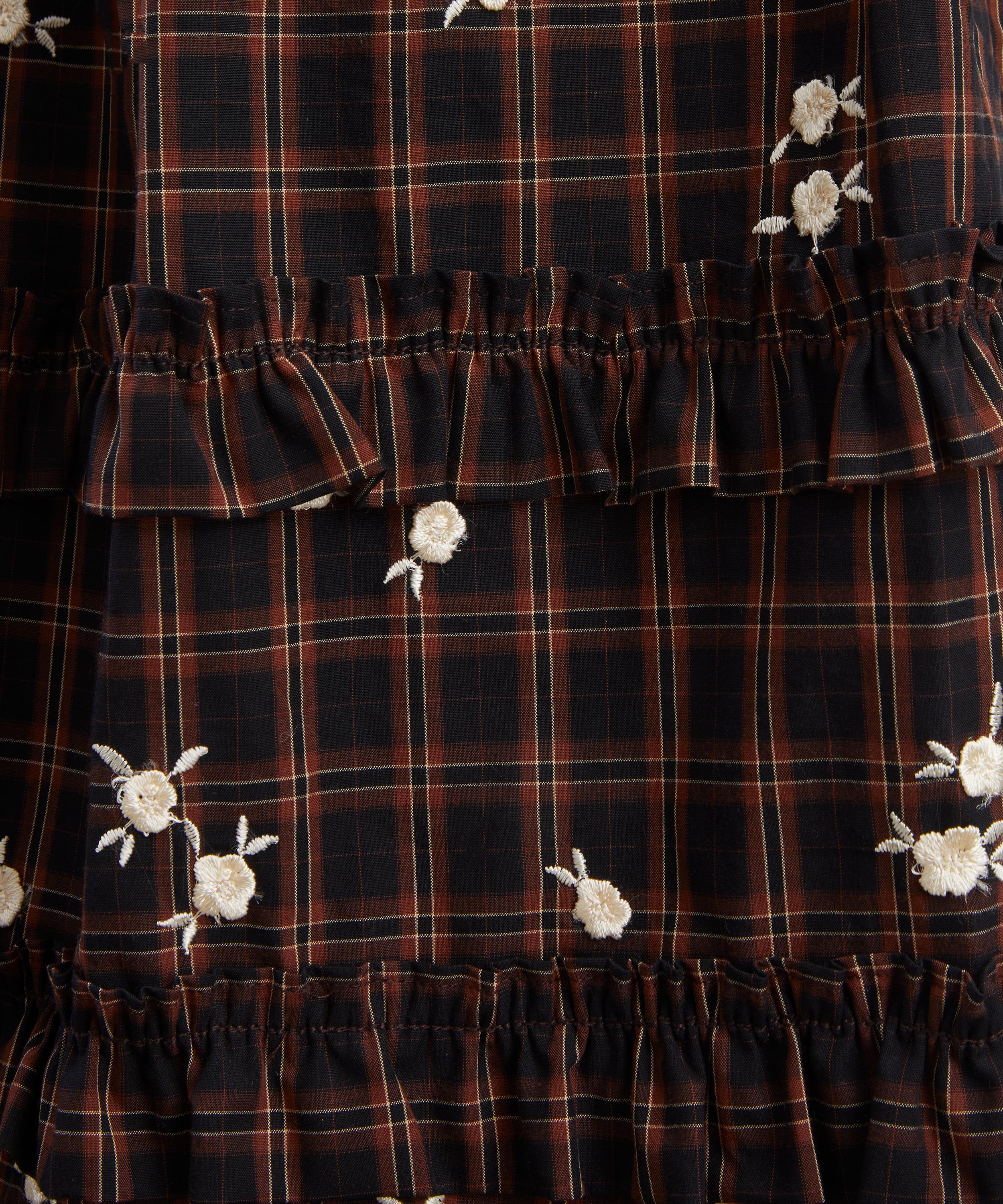 Ganni - Printed Check Cotton Midi Skirt image number 4