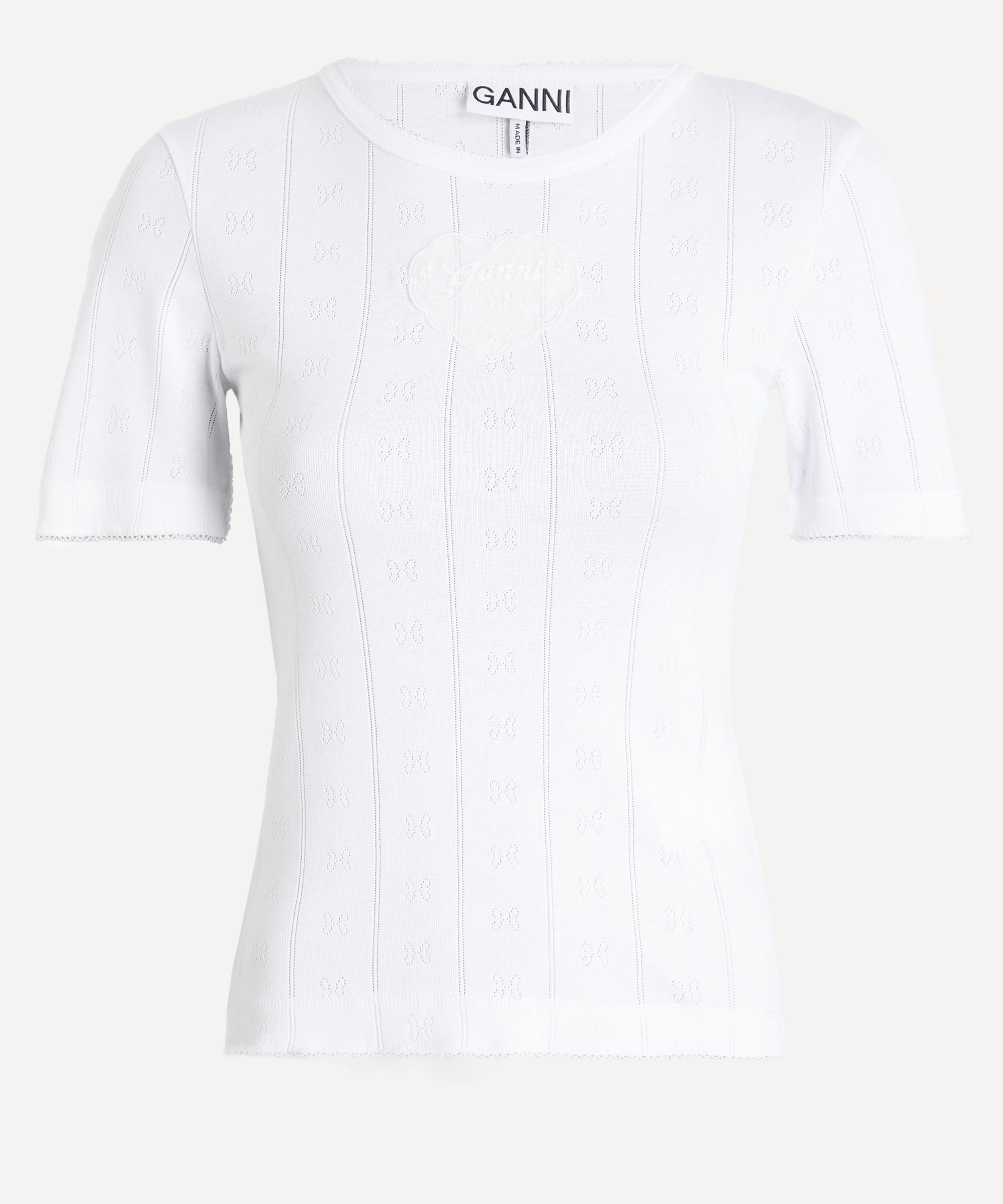 Ganni - Pointelle Knit T-Shirt image number 0