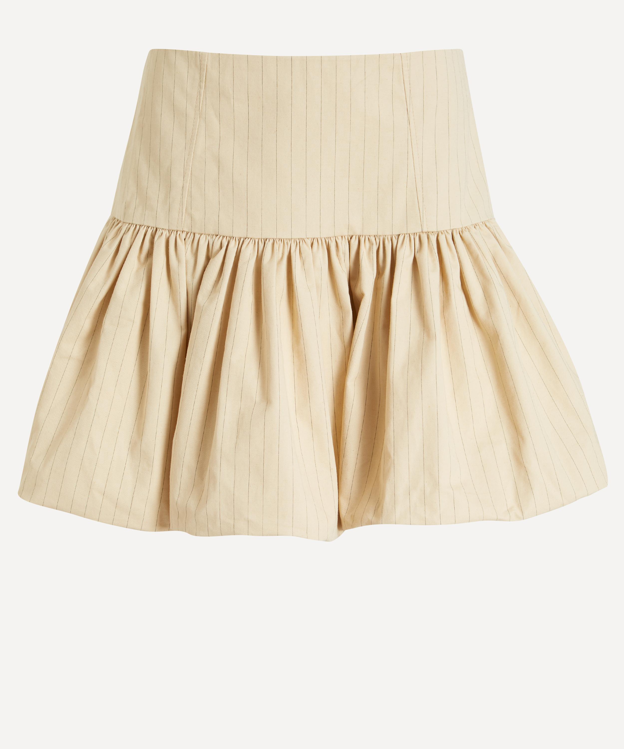 Ganni - Beige Suiting Stripe Mini Skirt