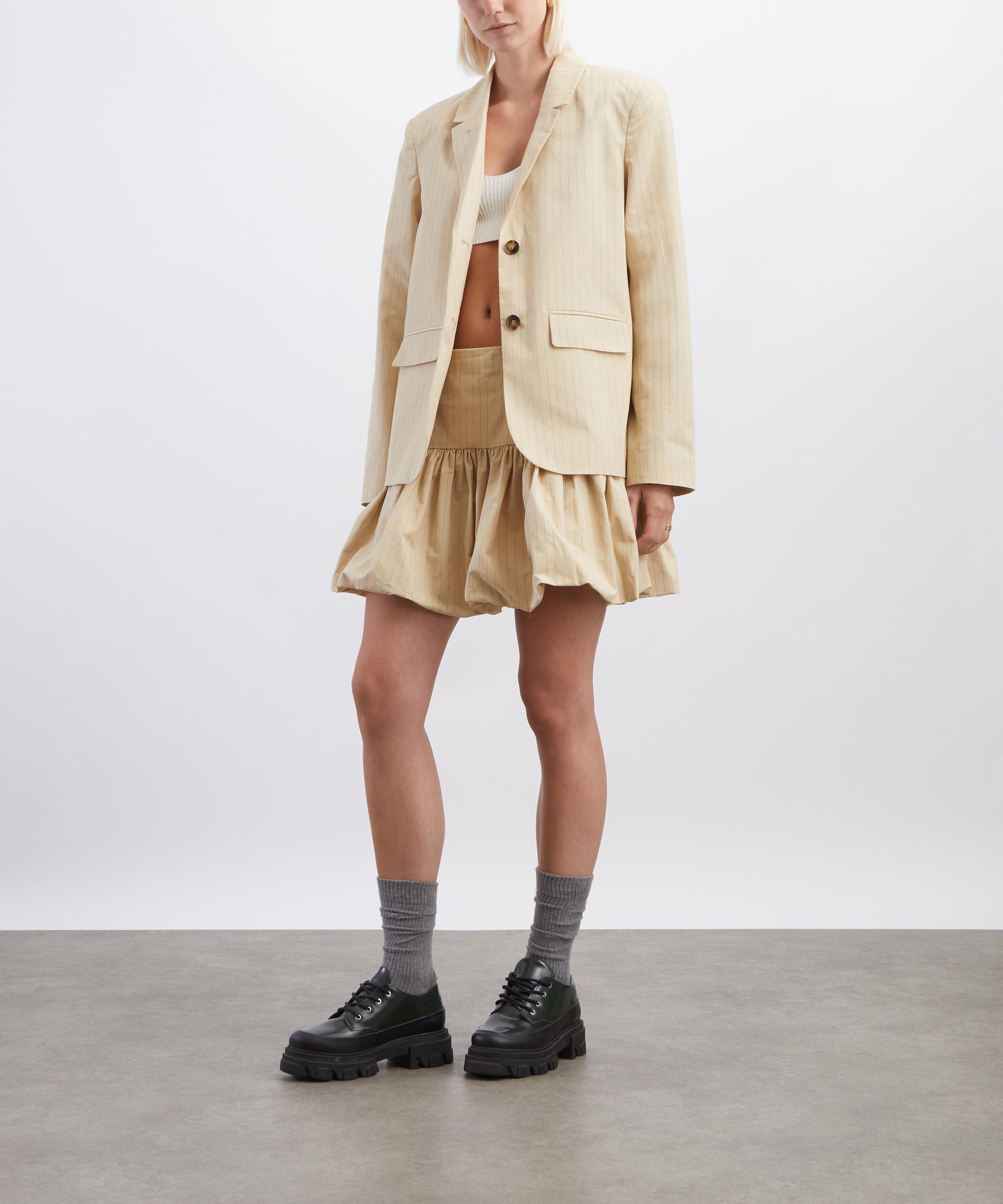 Ganni - Beige Suiting Stripe Mini Skirt image number 1