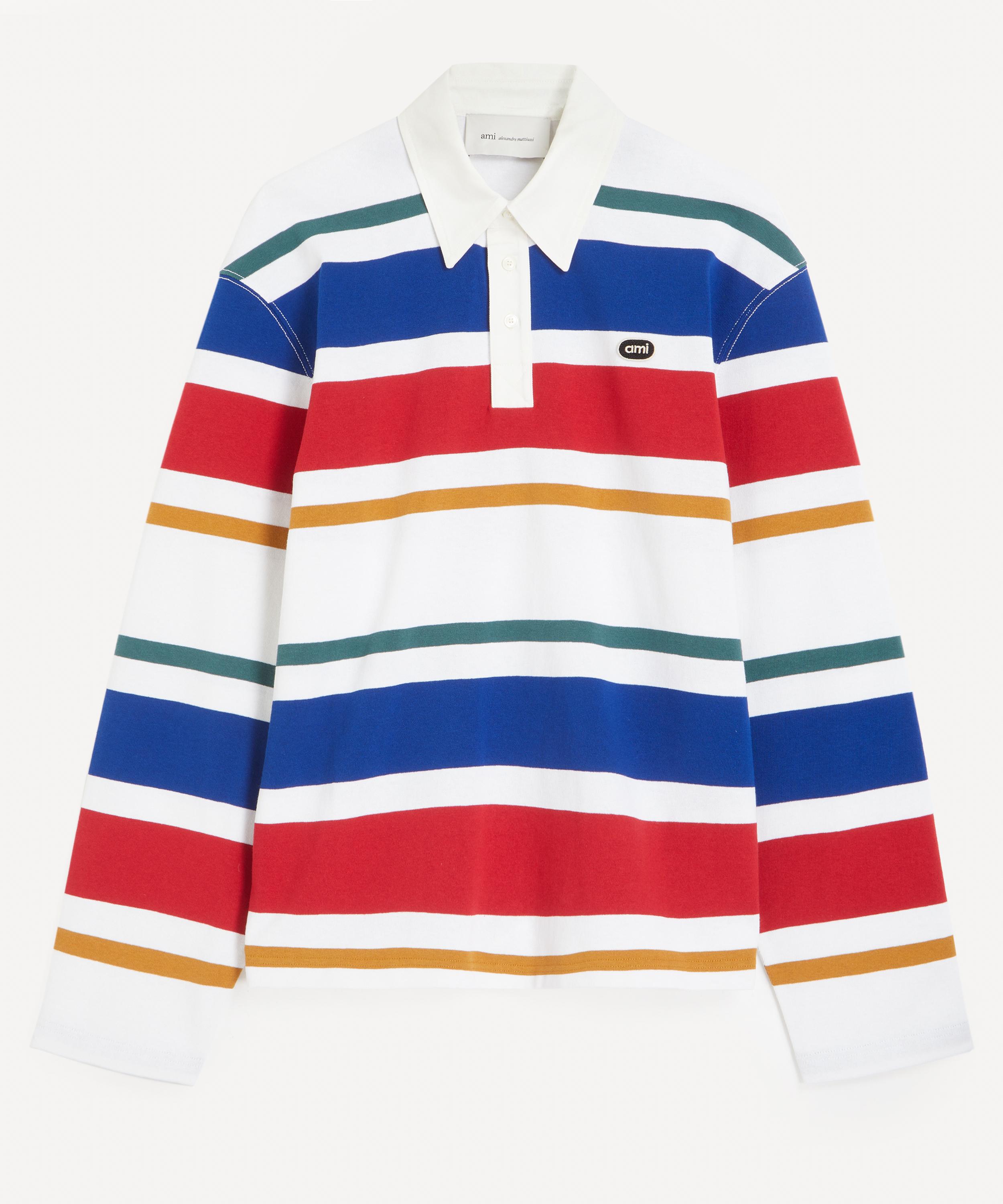 Ami - Multicolour Striped Cotton Polo Shirt image number 0