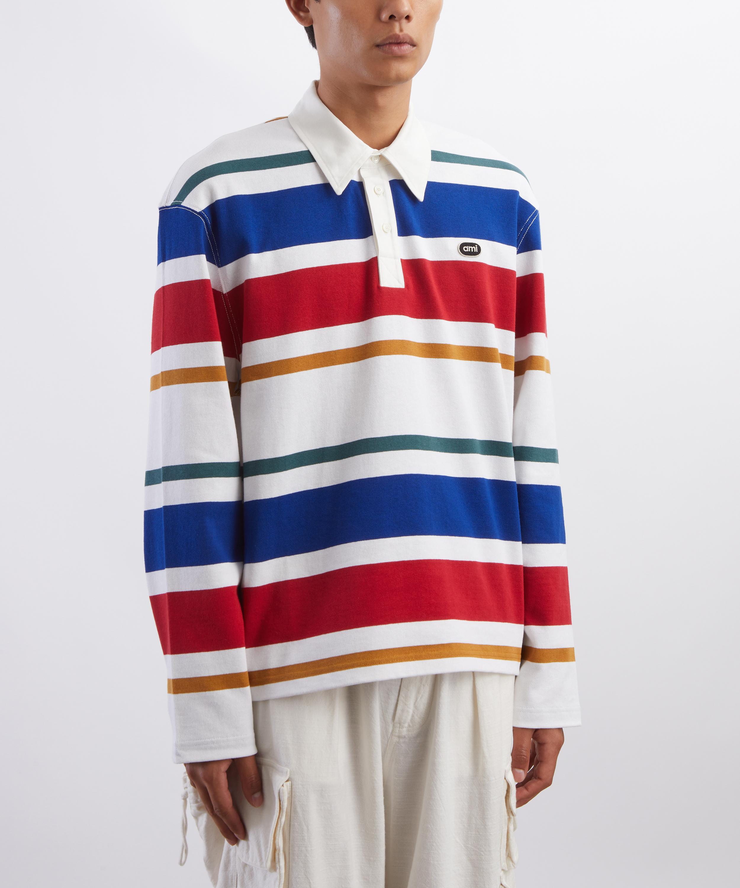 Ami - Multicolour Striped Cotton Polo Shirt image number 2