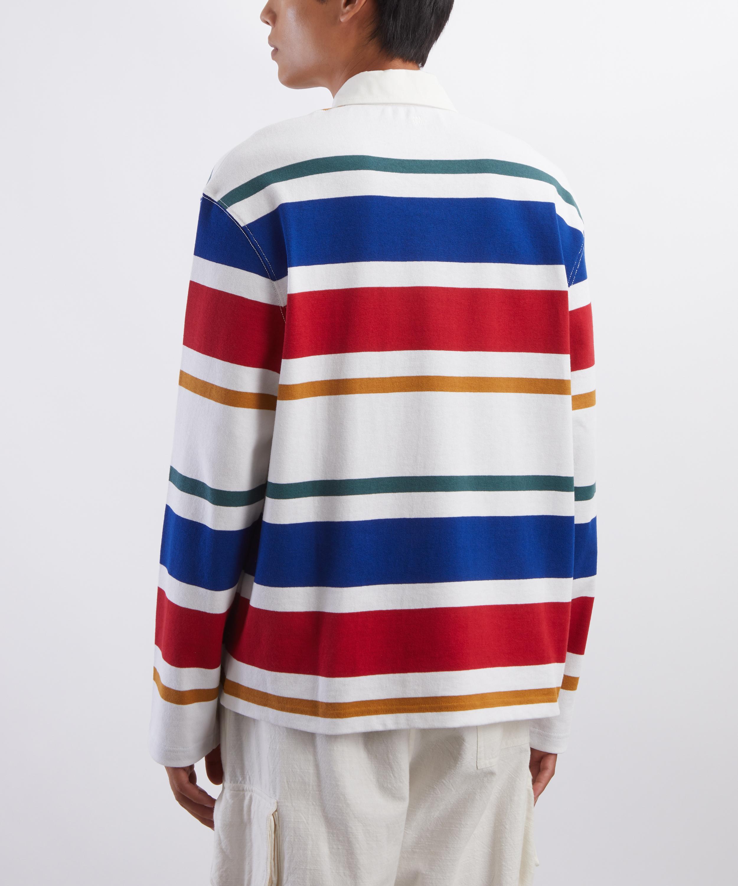 Ami - Multicolour Striped Cotton Polo Shirt image number 3