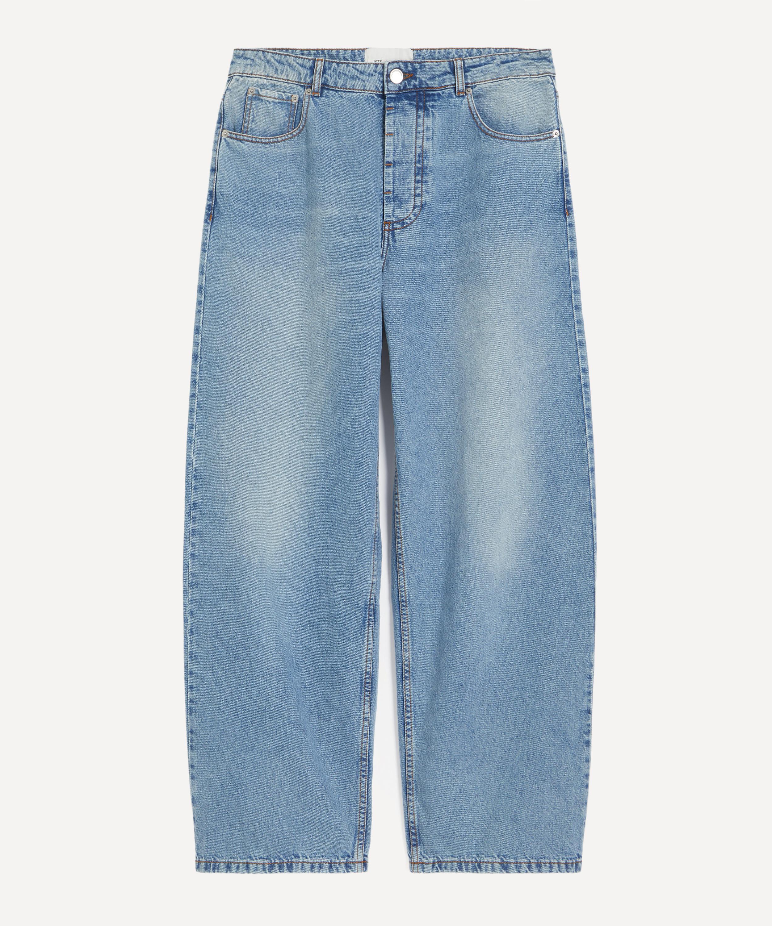 Ami - Used Blue Baggy-Fit Cotton Jeans image number 0