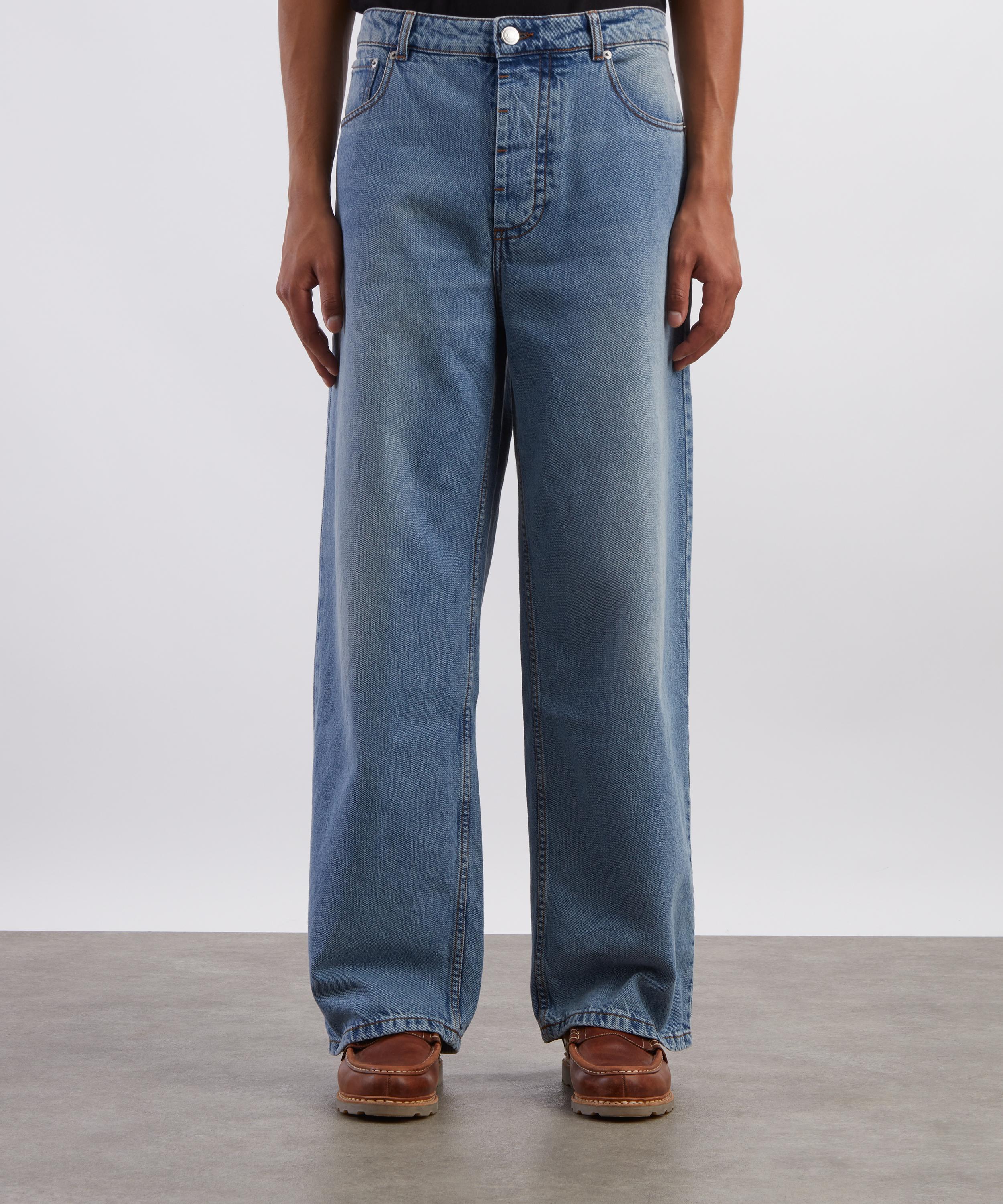Ami - Used Blue Baggy-Fit Cotton Jeans image number 2