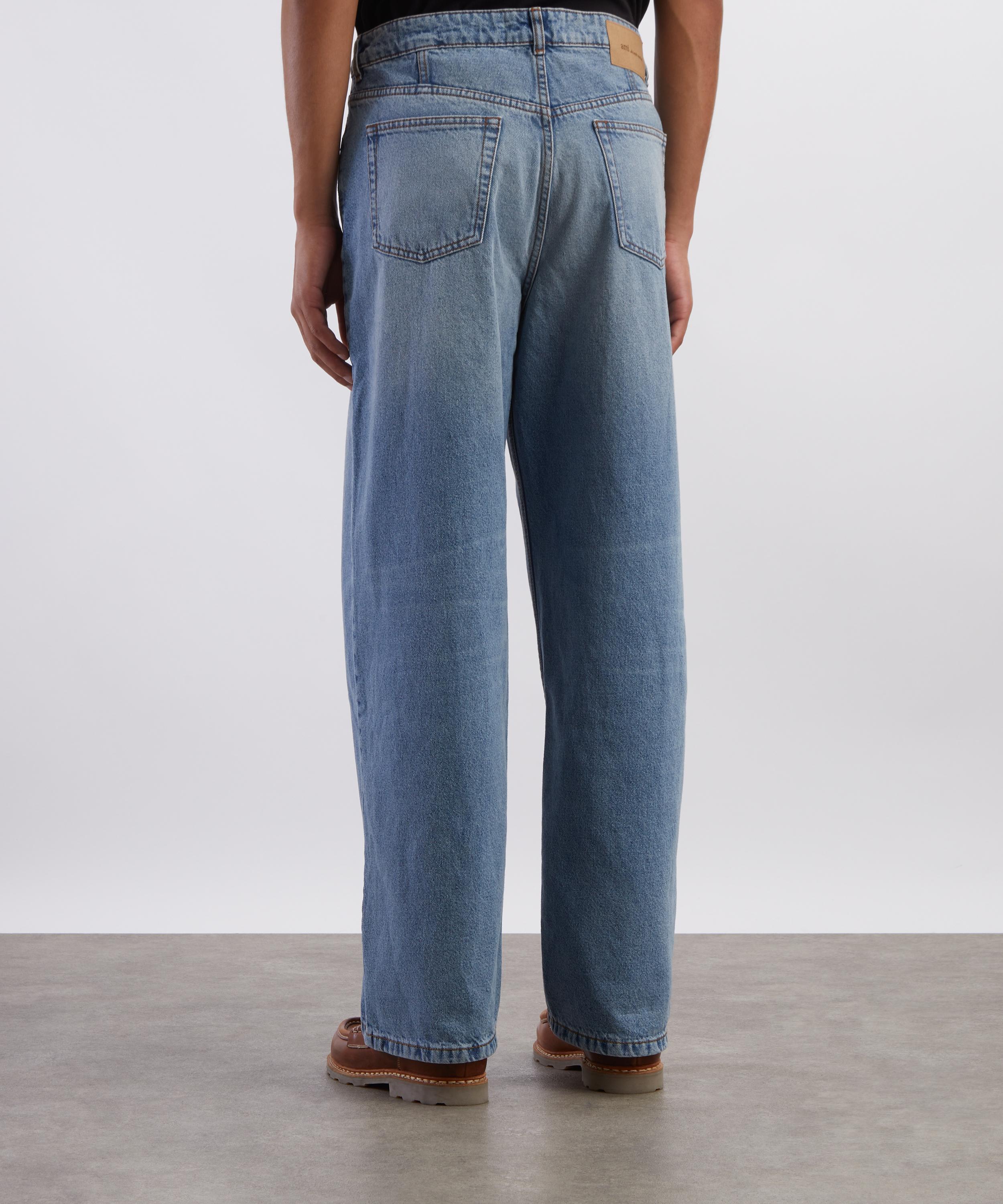 Ami - Used Blue Baggy-Fit Cotton Jeans image number 3