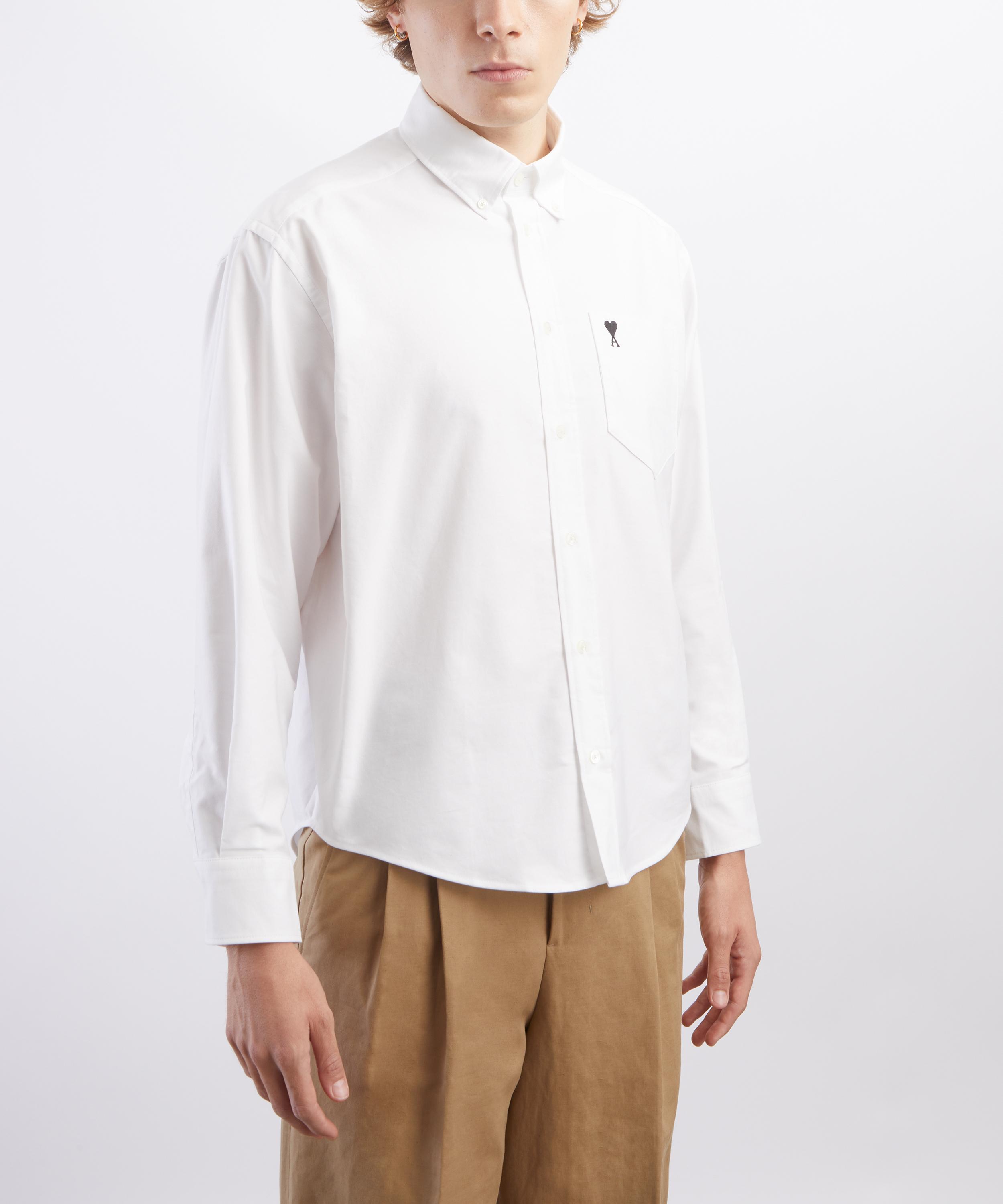 Ami - White Cotton Boxy Embroidered Short Sleeve Shirt image number 2