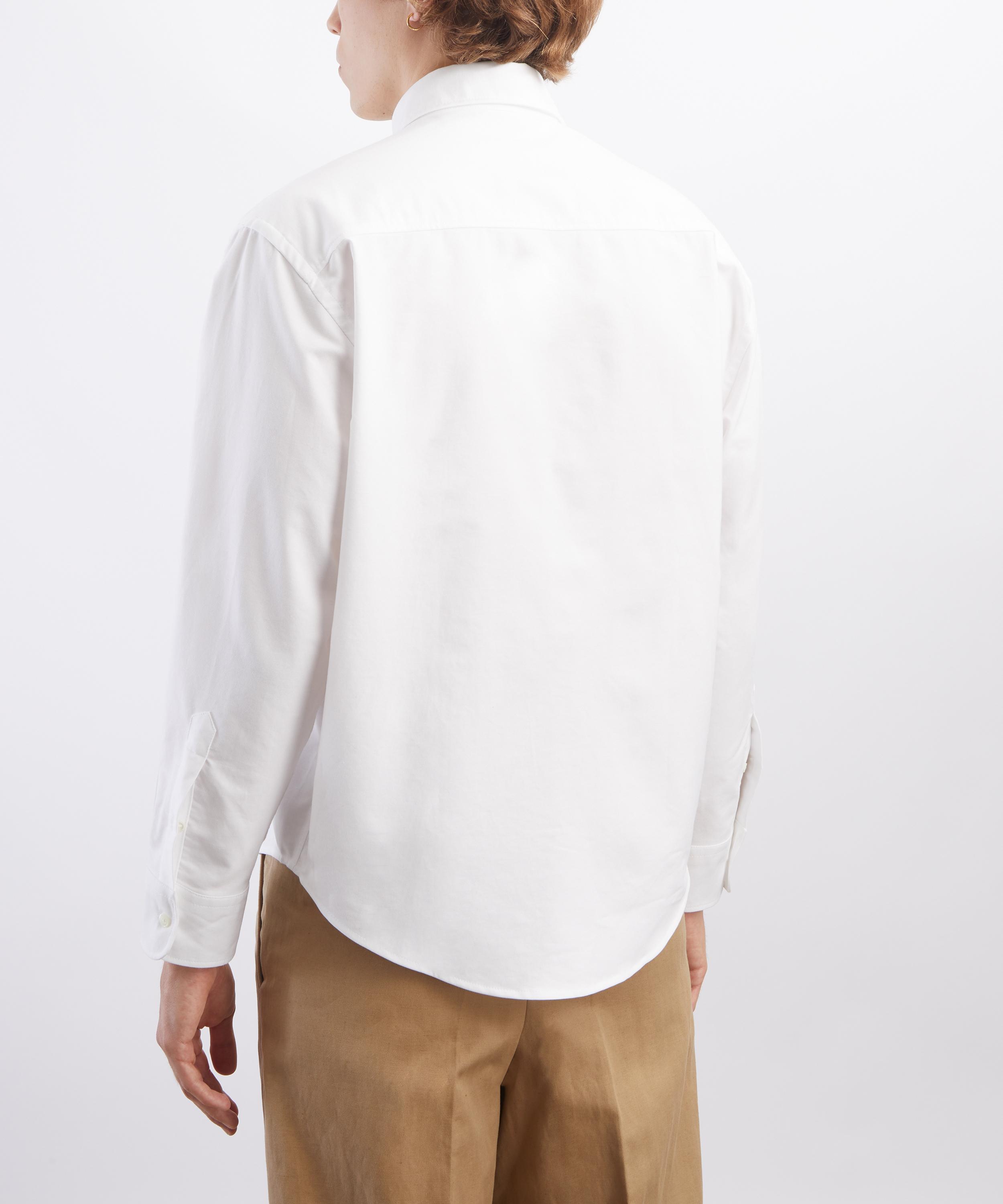 Ami - White Cotton Boxy Embroidered Short Sleeve Shirt image number 3