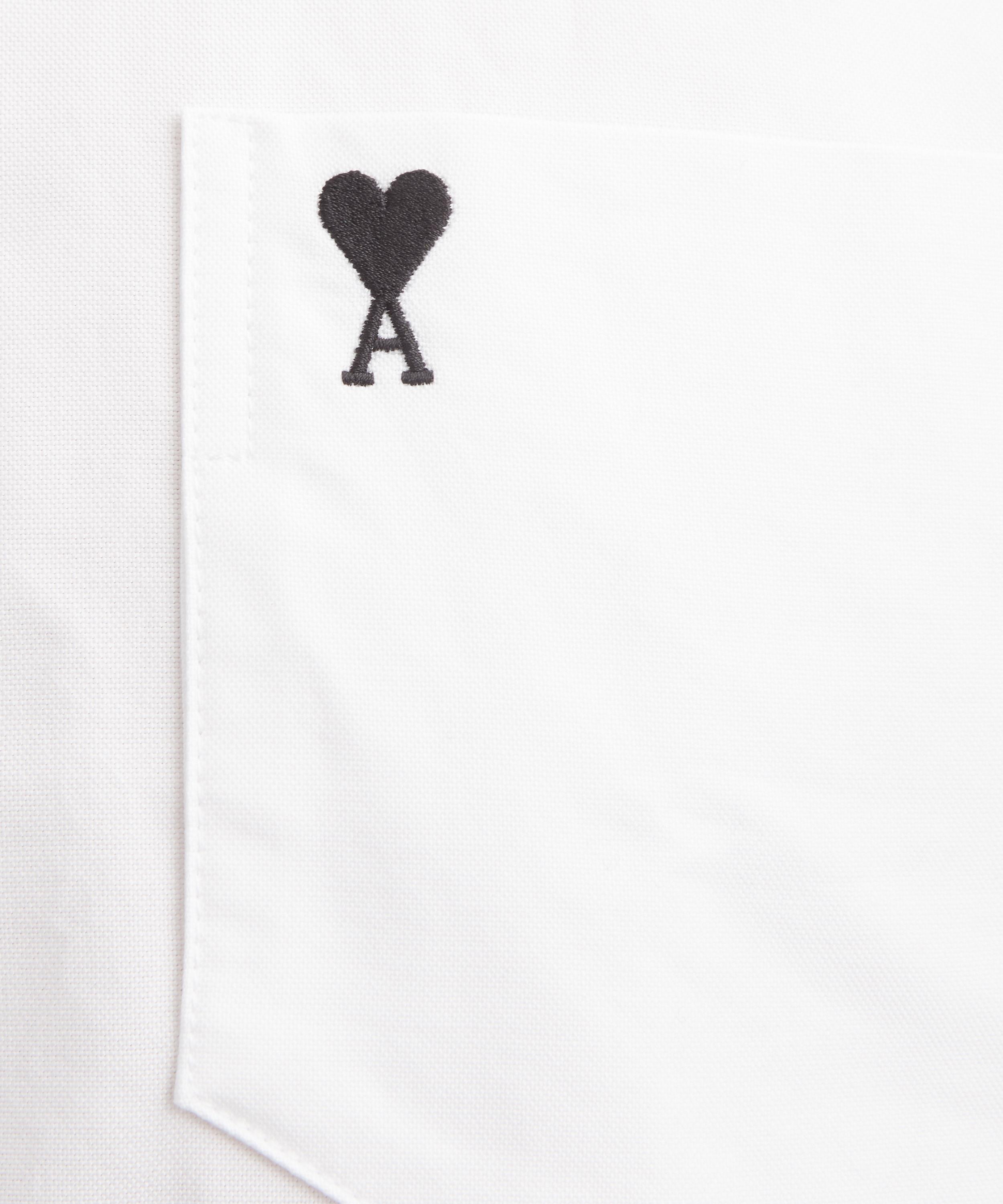 Ami - White Cotton Boxy Embroidered Short Sleeve Shirt image number 4
