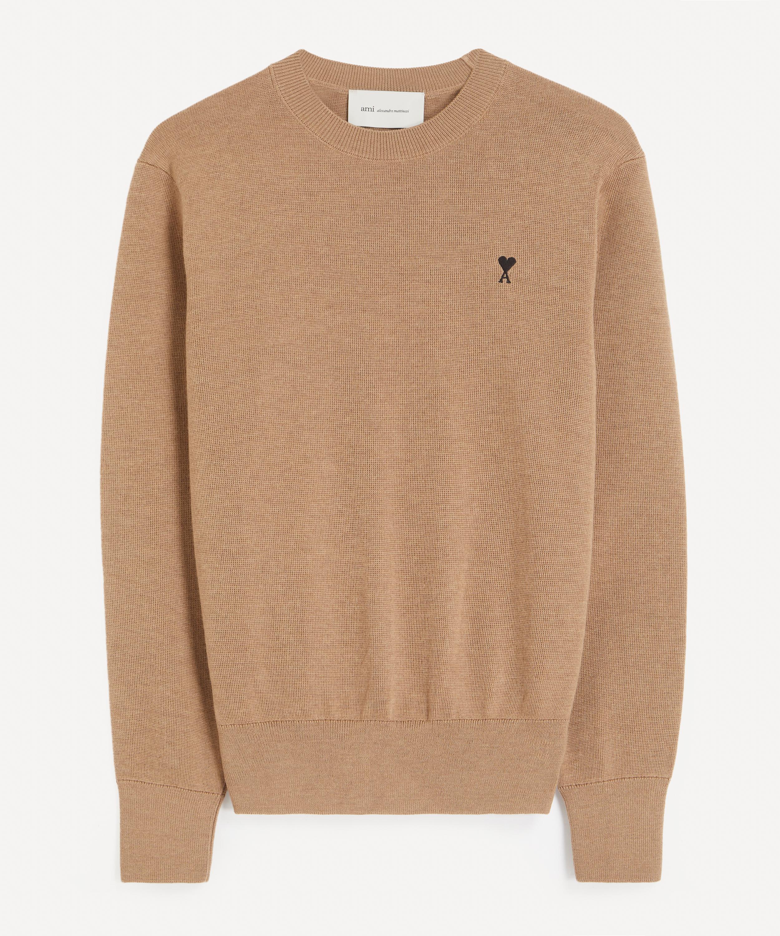 Ami - Camel Merino Wool Crew-Neck Sweatshirt image number 0
