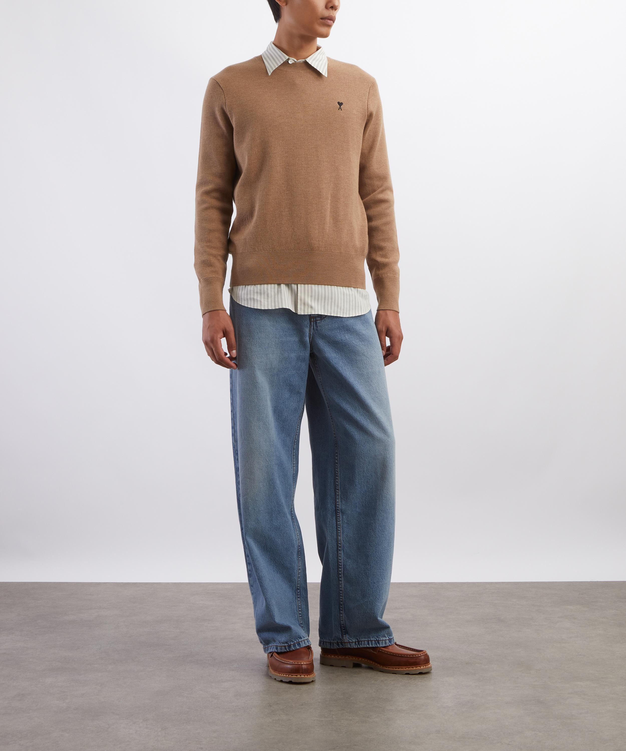 Ami - Camel Merino Wool Crew-Neck Sweatshirt image number 1