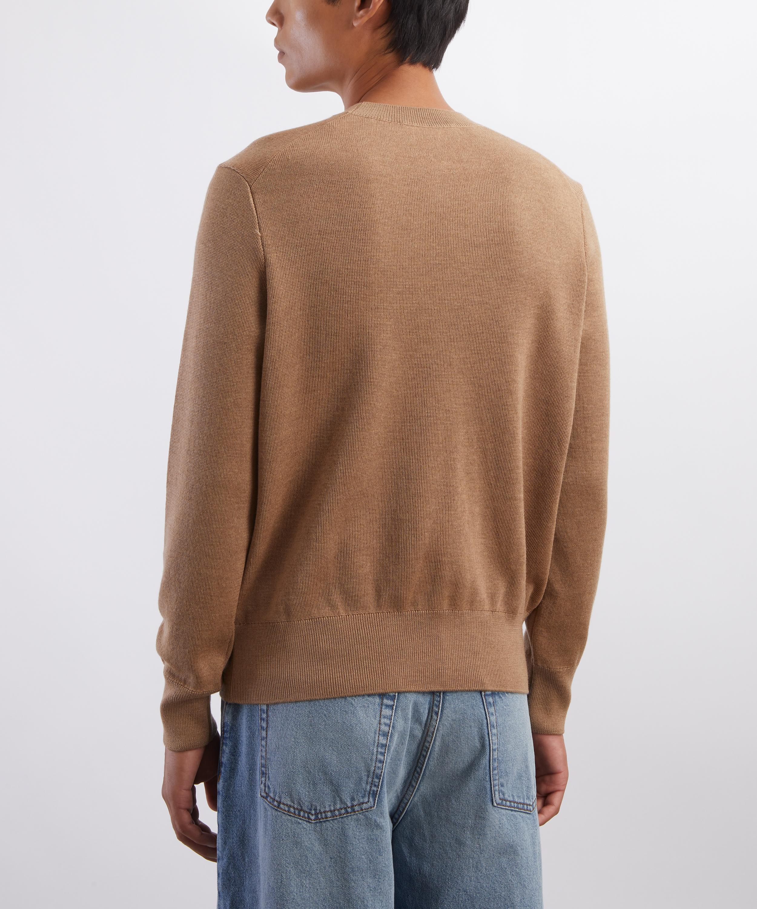 Ami - Camel Merino Wool Crew-Neck Sweatshirt image number 3