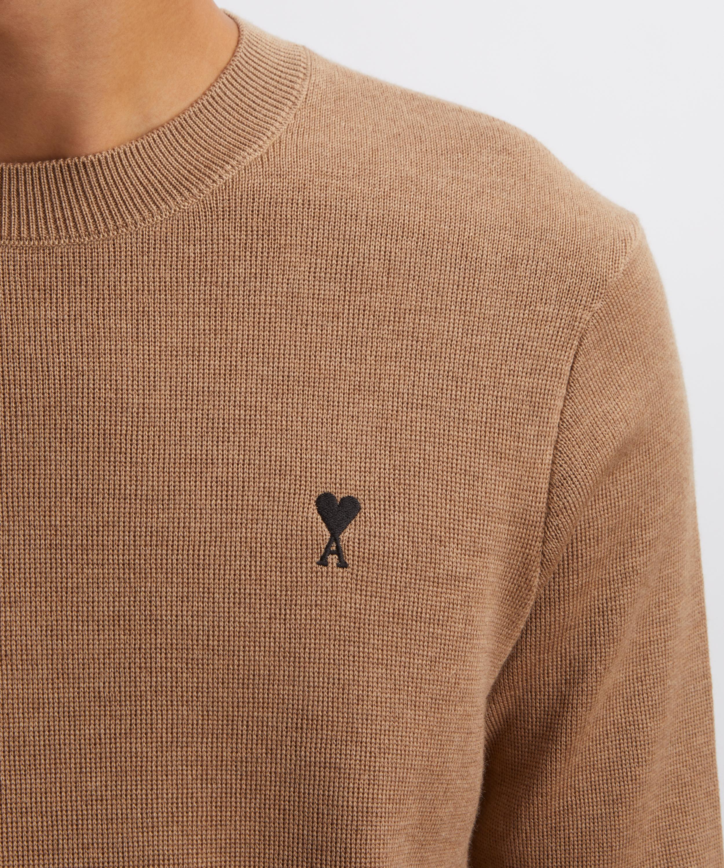 Ami - Camel Merino Wool Crew-Neck Sweatshirt image number 4
