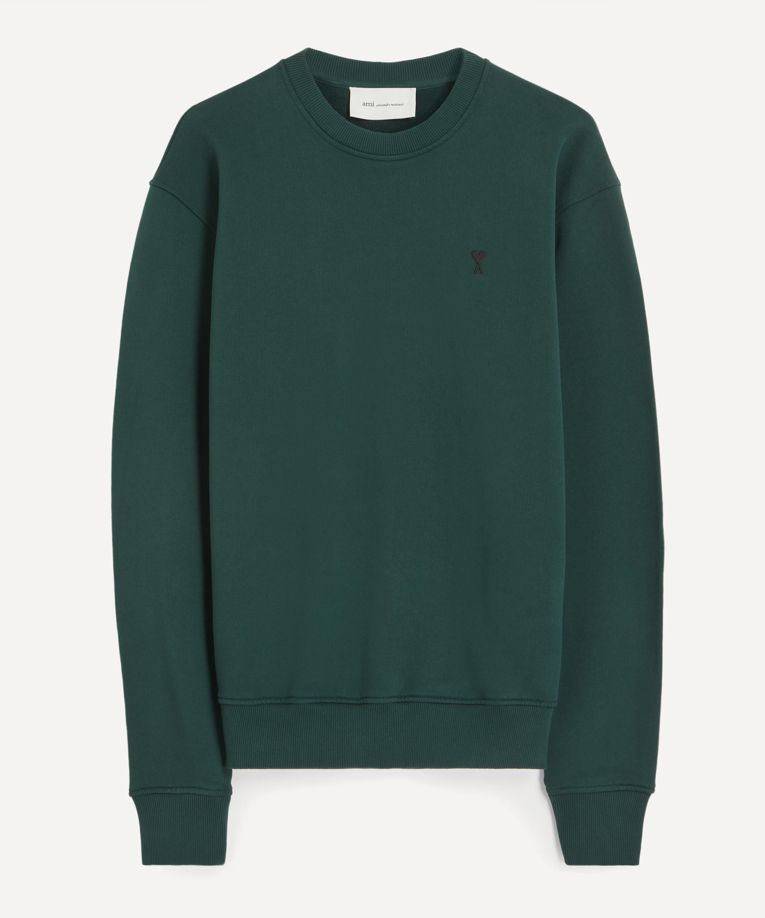 Ami - Green Cotton Contrasted Sweatshirt image number 0