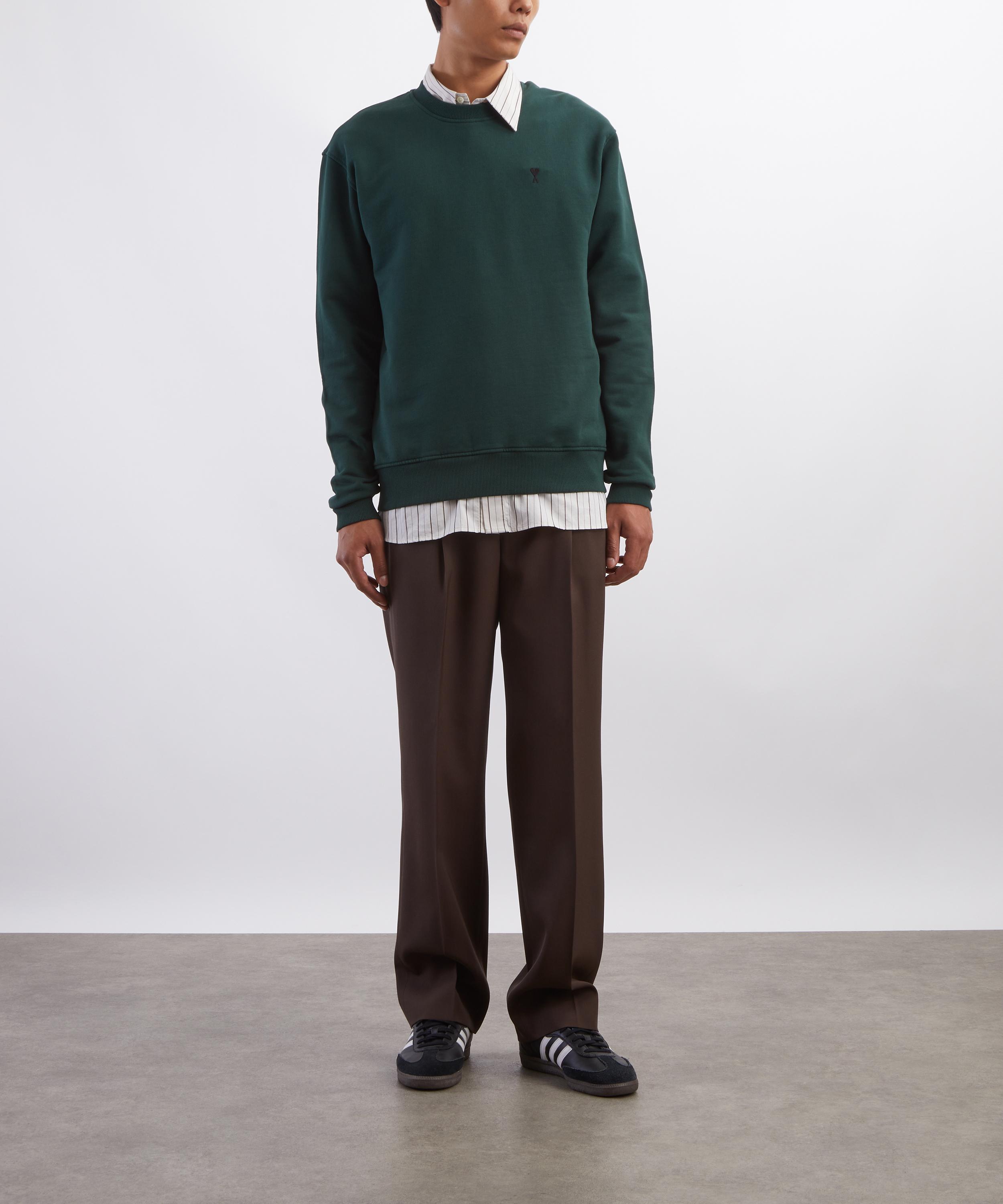 Ami - Green Cotton Contrasted Sweatshirt image number 1
