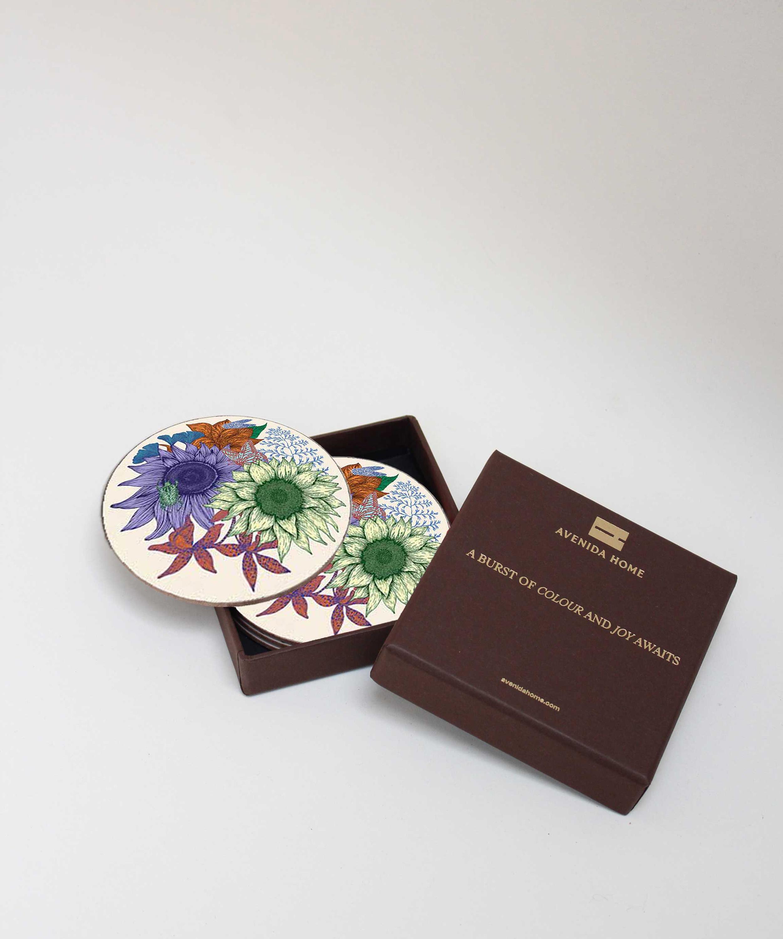 Avenida Home - Sunflower Round Coasters Set of Four image number 2