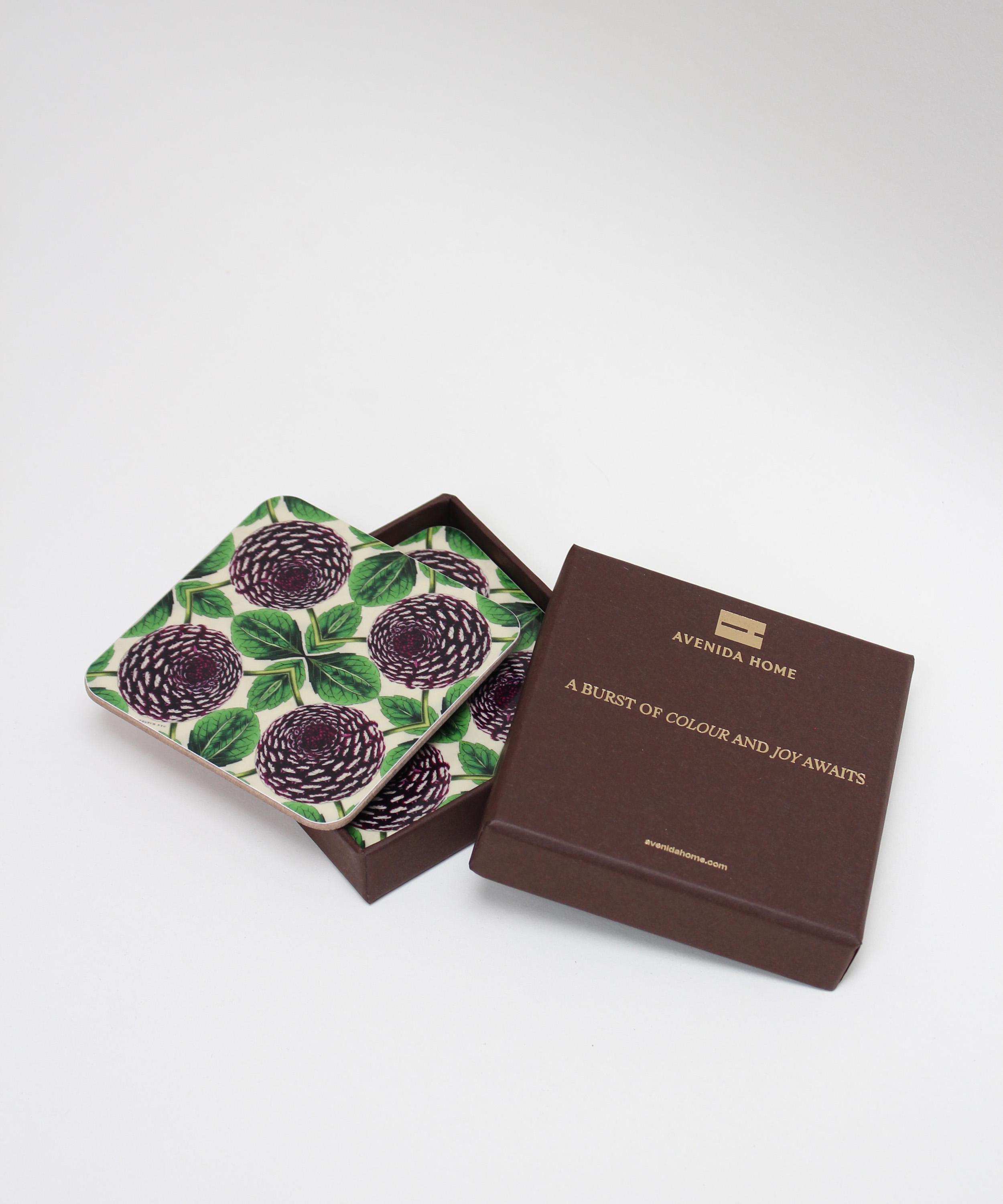 Avenida Home - Purple Dahlia Coasters Set of Four image number 2