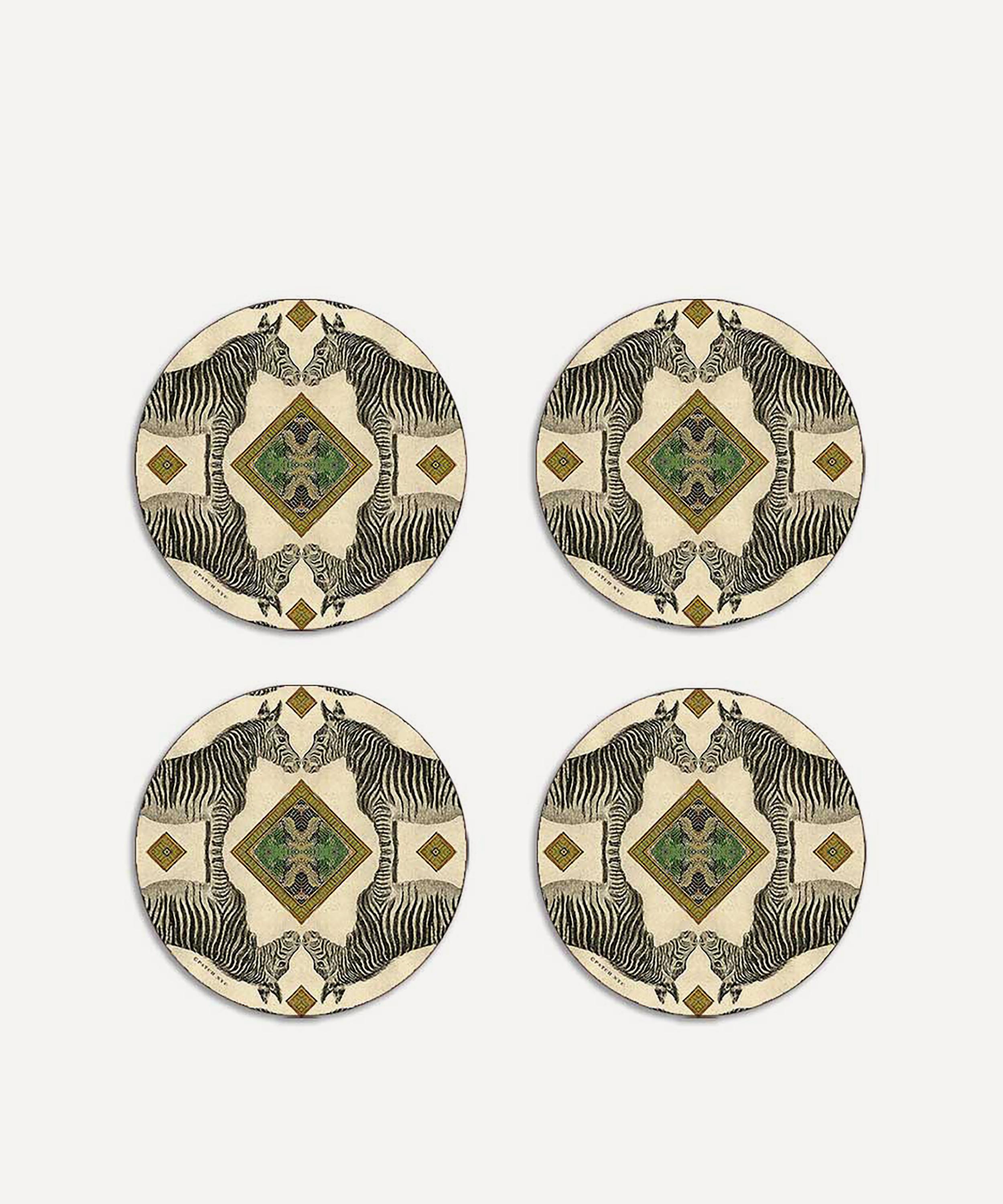 Avenida Home - Zebra Round Coasters Set of Four