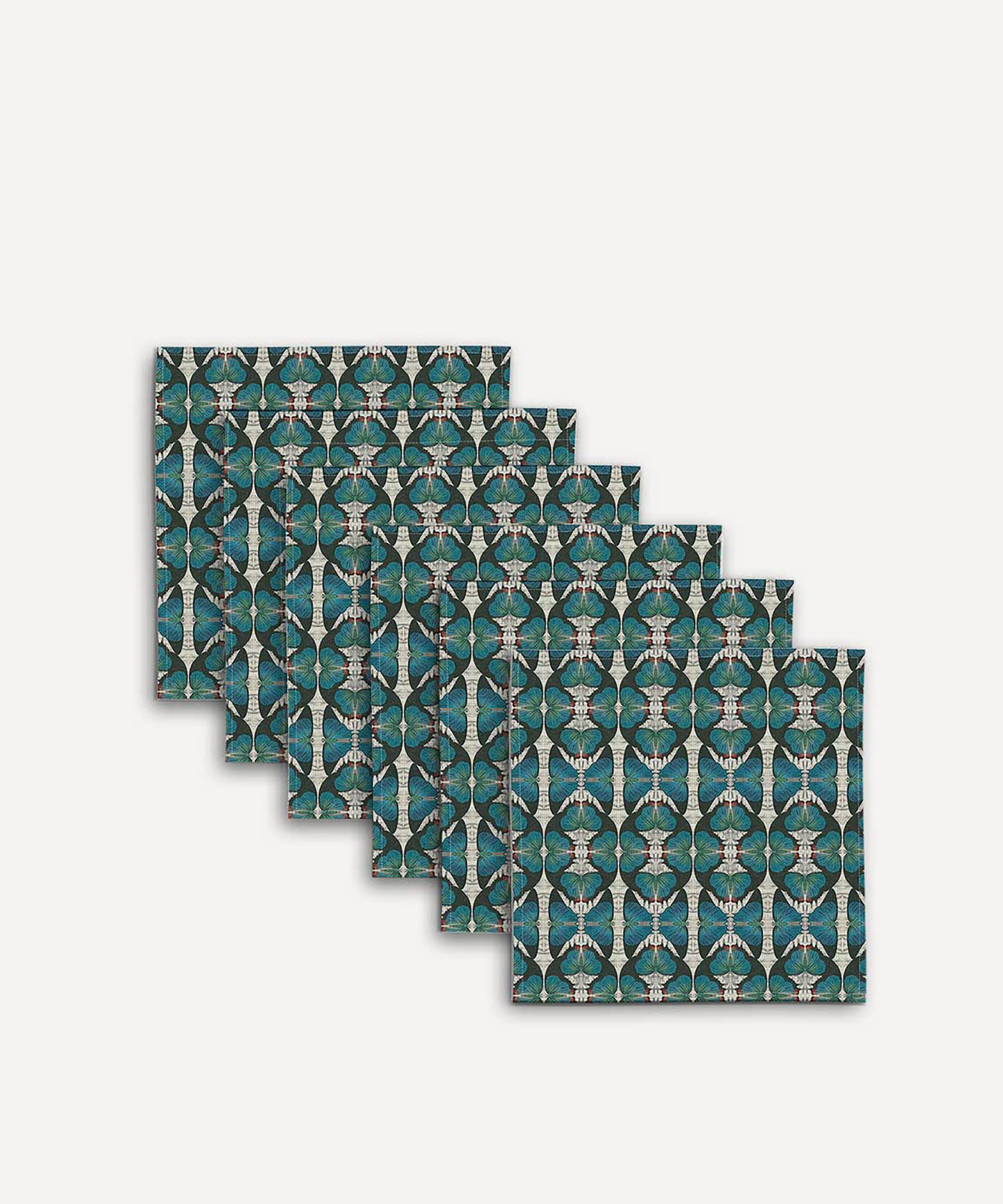 Avenida Home - Blue Butterfly Linen Napkins Set of Six