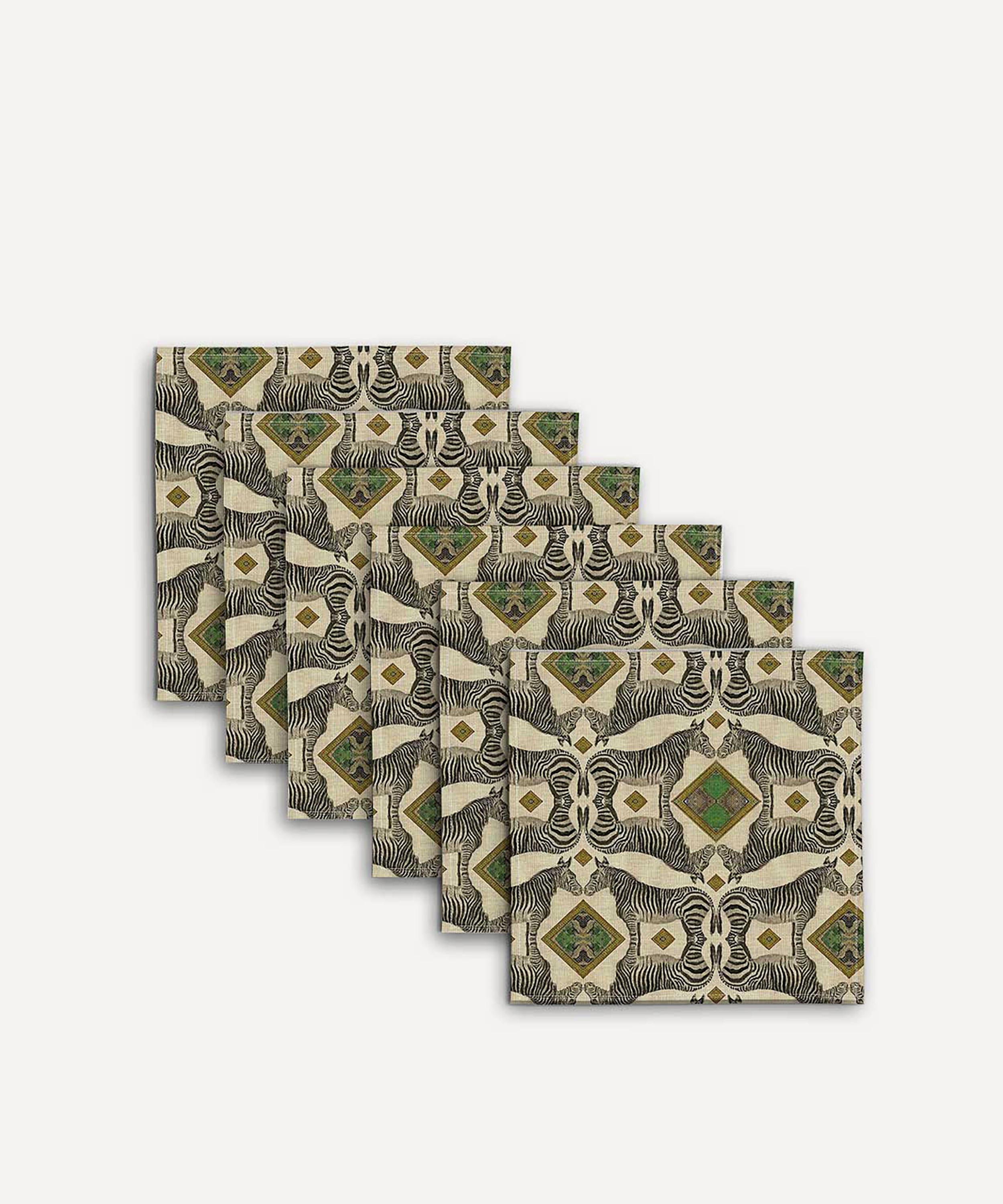 Avenida Home - Zebra Dahlia Linen Napkins Set of Six