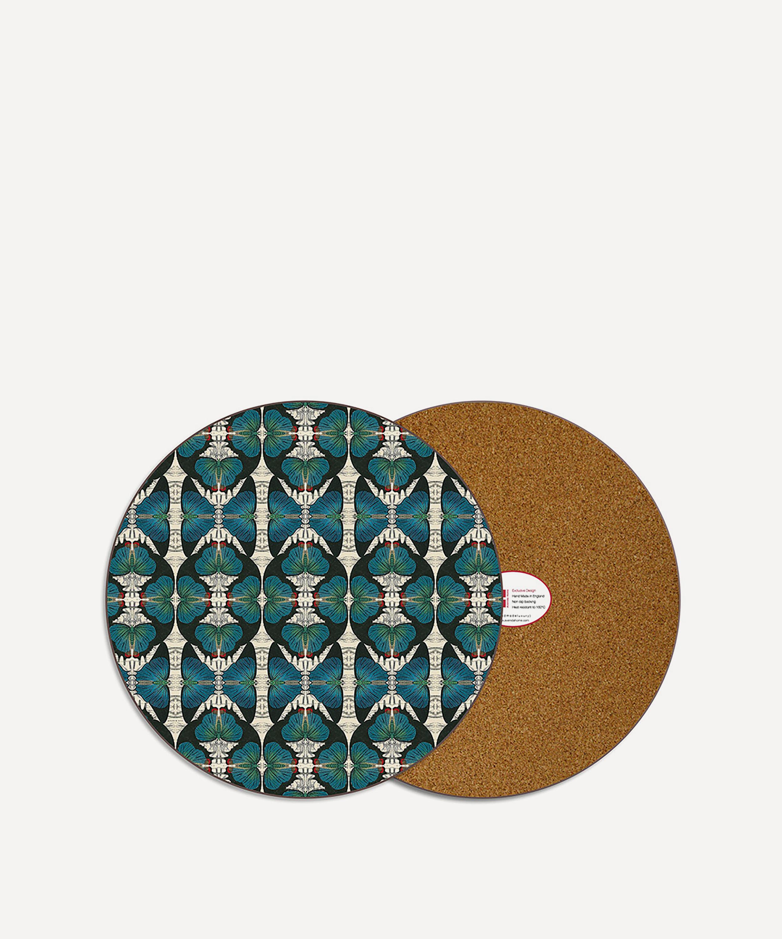 Avenida Home - Blue Butterfly Round Placemats Set of Four image number 0