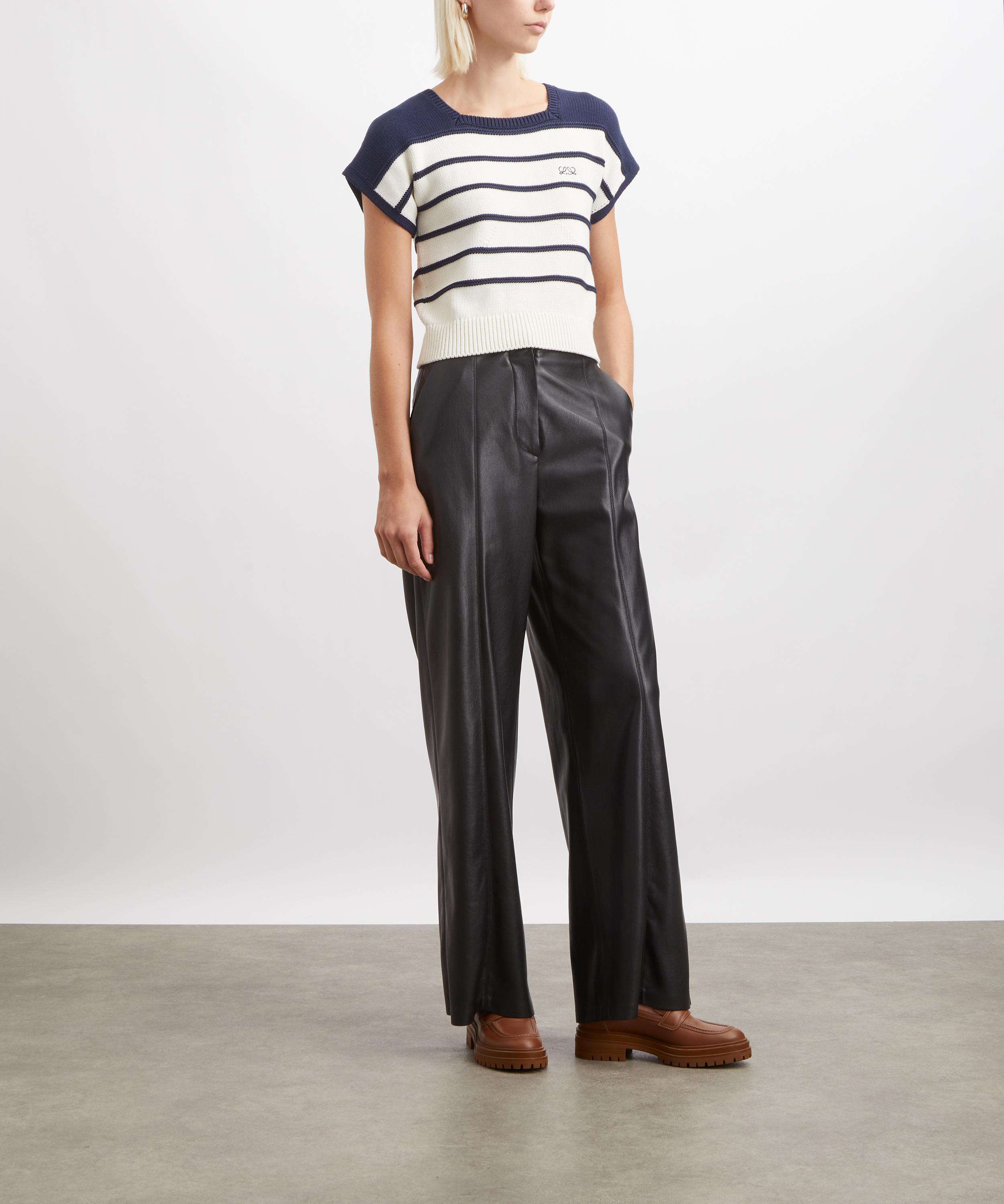 Loewe - White-Navy Sleeveless Cotton-Wool Jumper image number 1