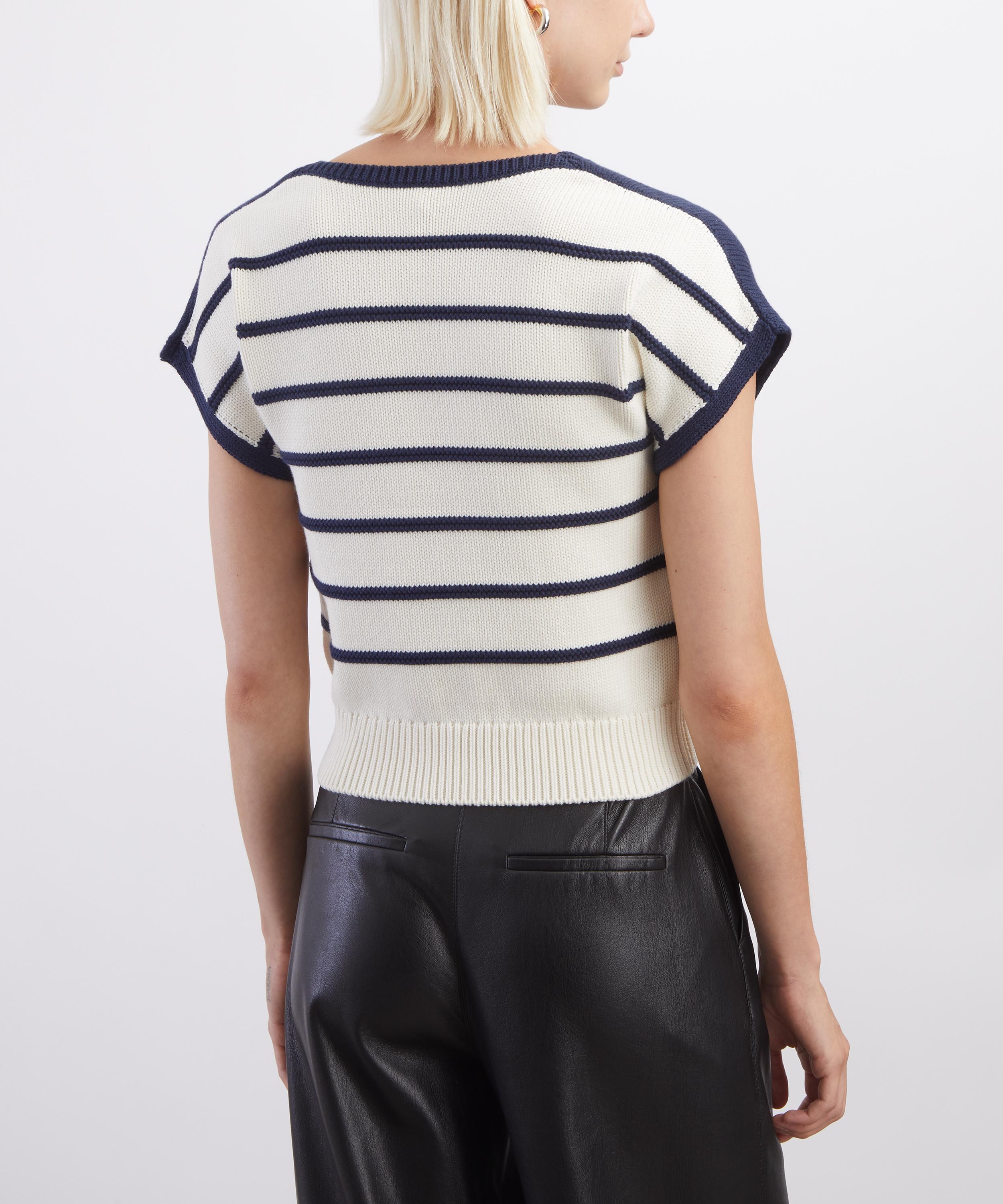 Loewe - White-Navy Sleeveless Cotton-Wool Jumper image number 3