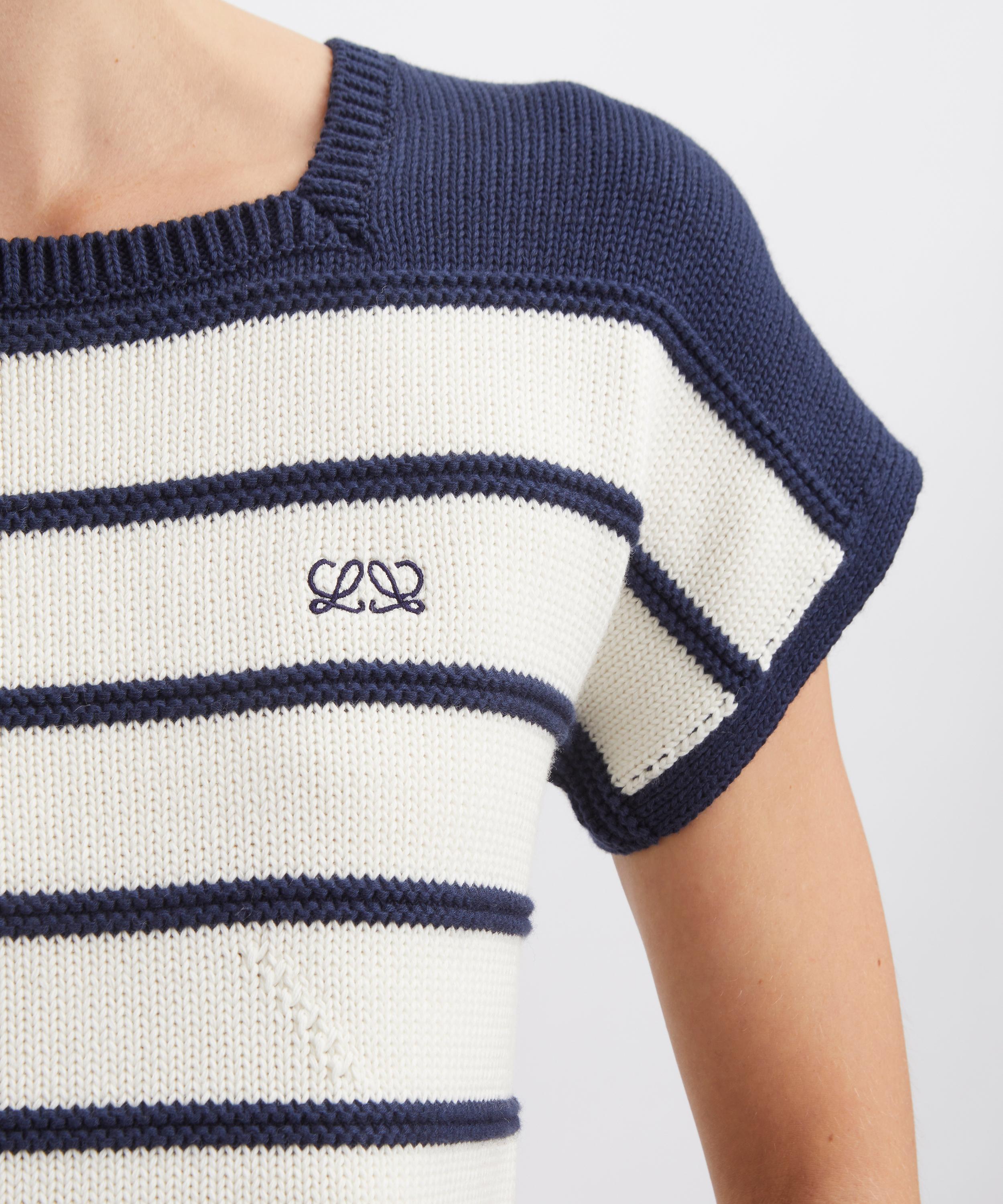 Loewe - White-Navy Sleeveless Cotton-Wool Jumper image number 4