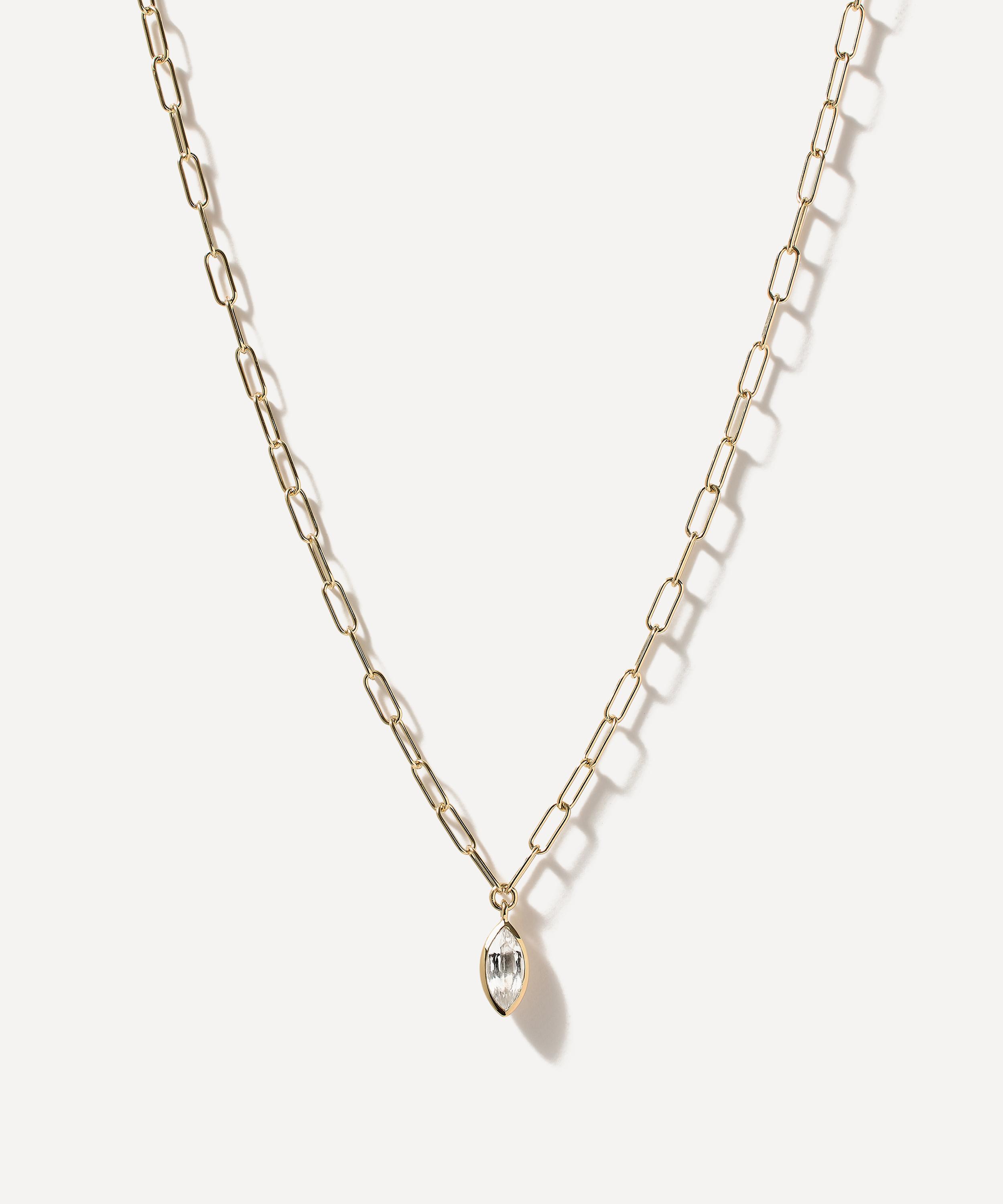 Otiumberg - 14ct Gold-Plated Vermeil Silver Marquise Quartz Lovelink Chain Necklace