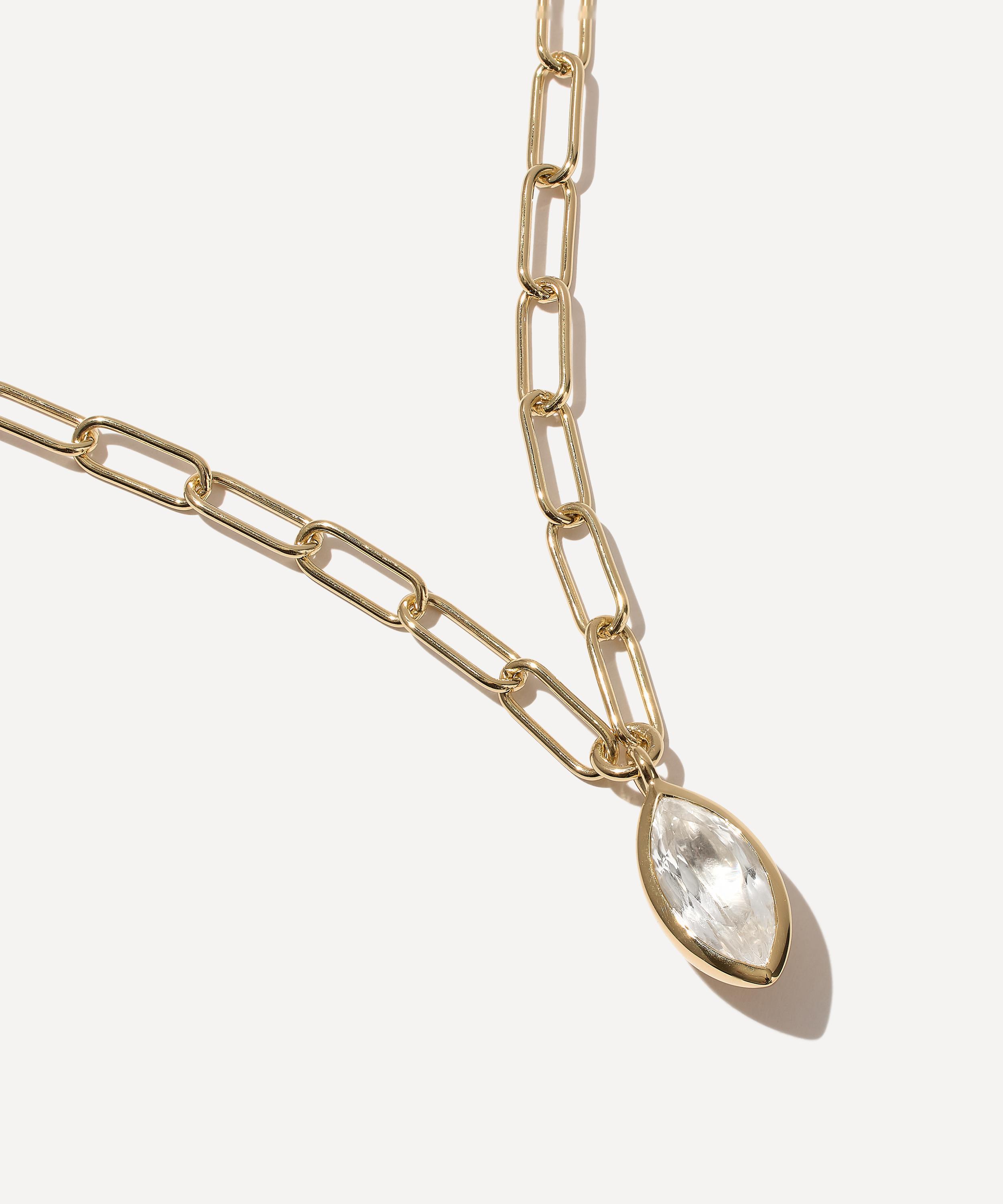 Otiumberg - 14ct Gold-Plated Vermeil Silver Marquise Quartz Lovelink Chain Necklace image number 2