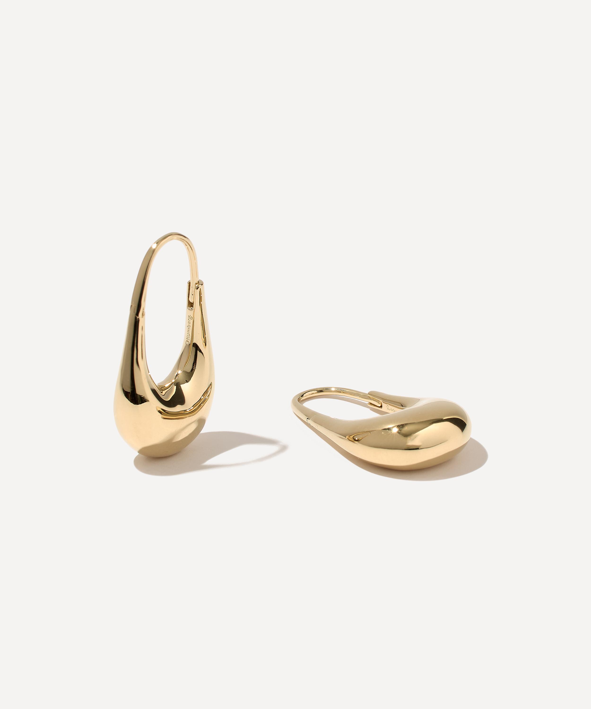 Otiumberg - 14ct Gold-Plated Vermeil Silver Roscida Silhouette Drop Hoop Earrings image number 0