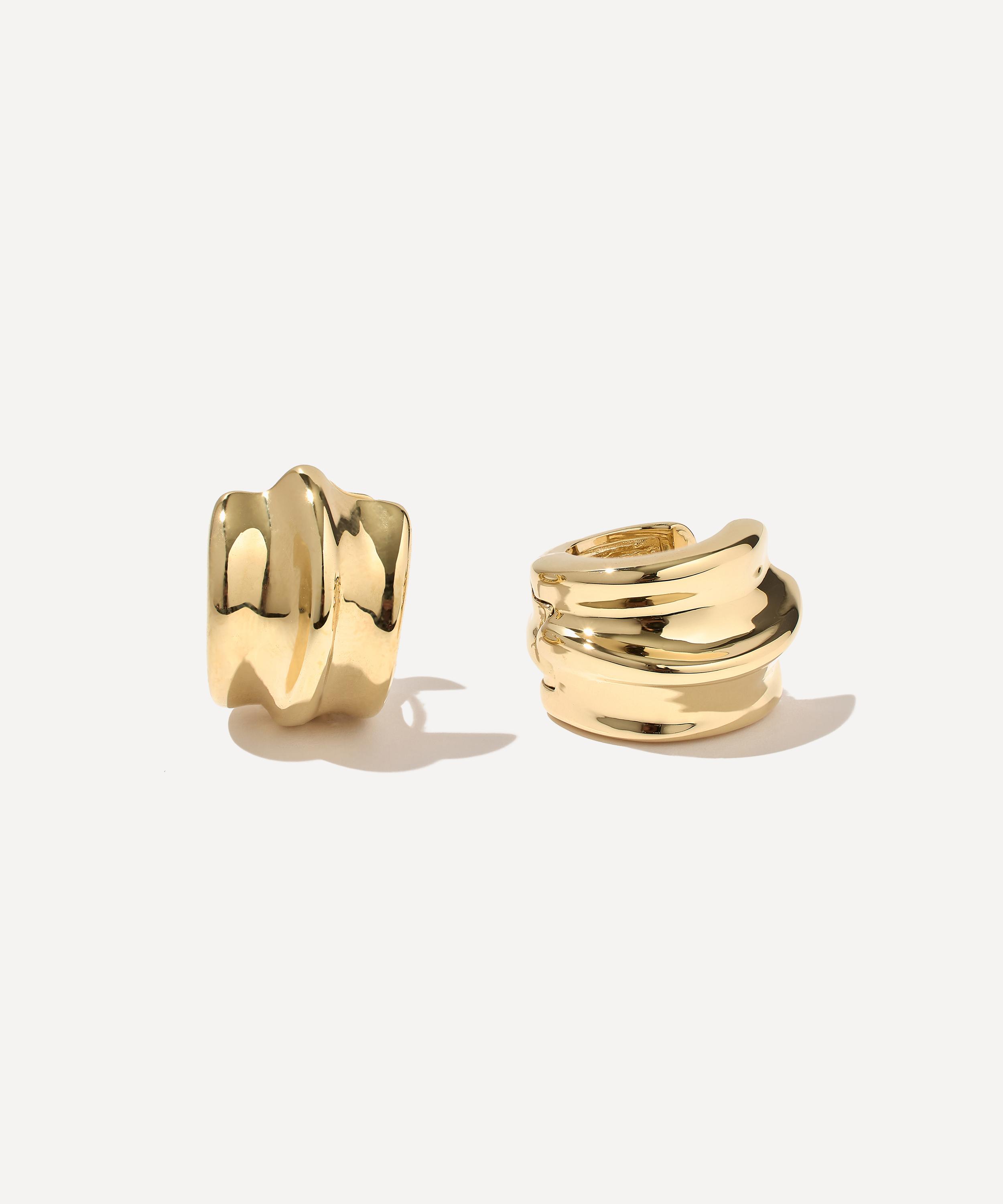 Otiumberg - 14ct Gold-Plated Vermeil Silver Small Wave Hoop Earrings image number 0