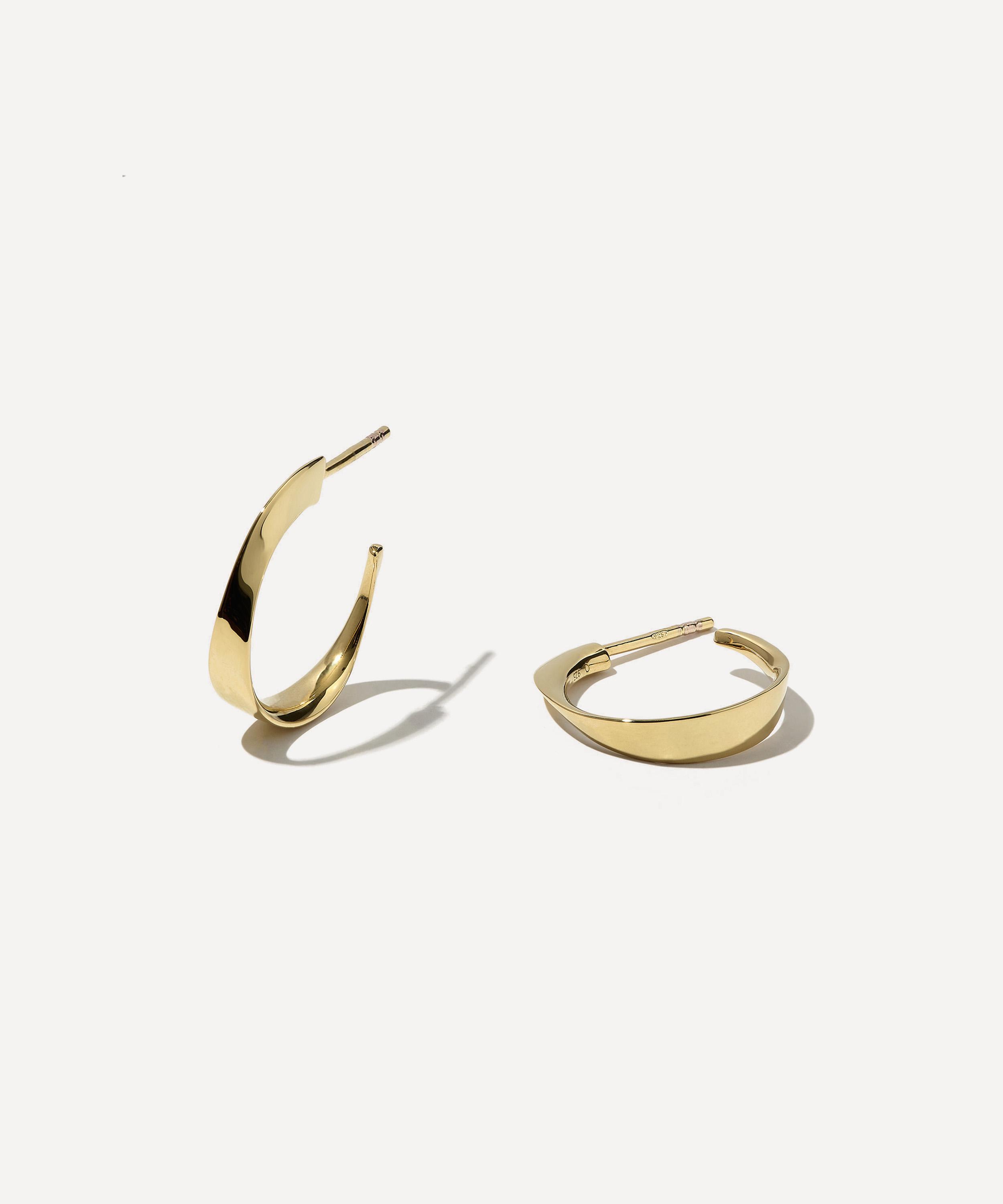 Otiumberg - 14ct Gold-Plated Vermeil Silver Small Twisted Wave Hoop Earrings image number 0