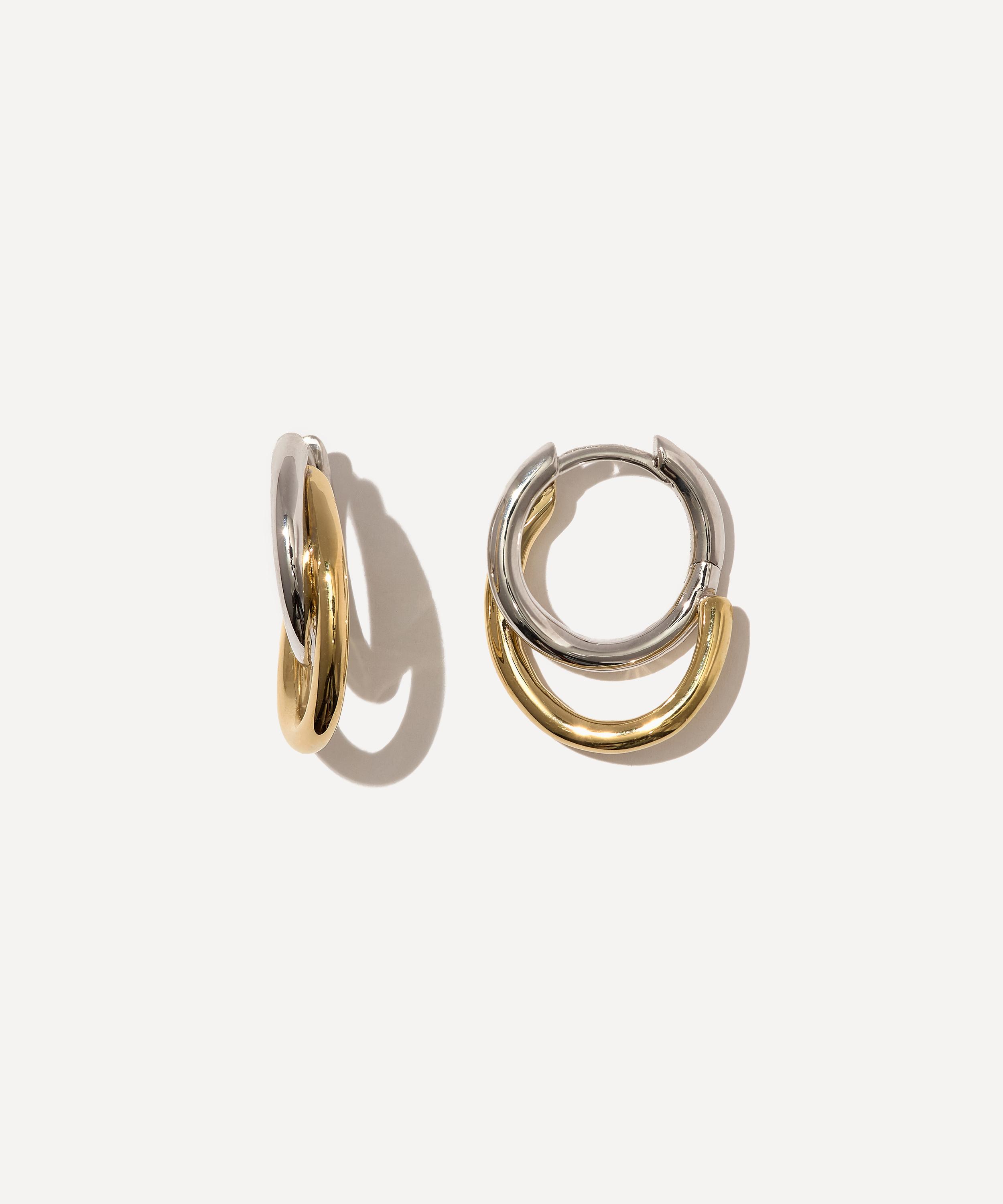Otiumberg - 14ct Gold-Plated Vermeil Silver Small Mixed Metal Spiralis Hoop Earrings image number 0