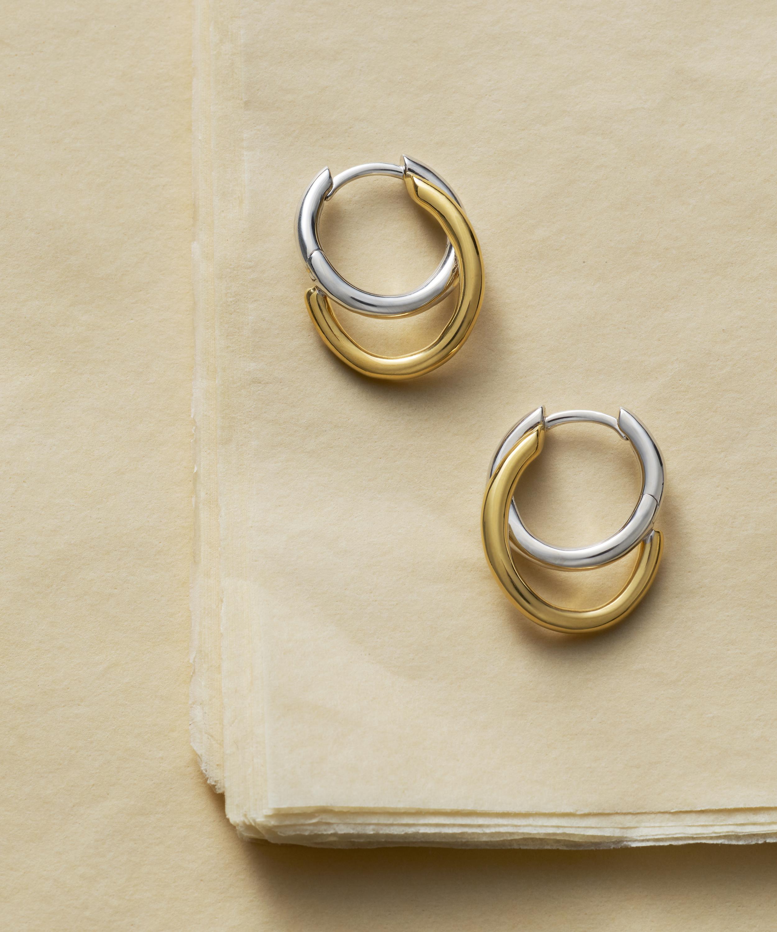 Otiumberg - 14ct Gold-Plated Vermeil Silver Small Mixed Metal Spiralis Hoop Earrings image number 2