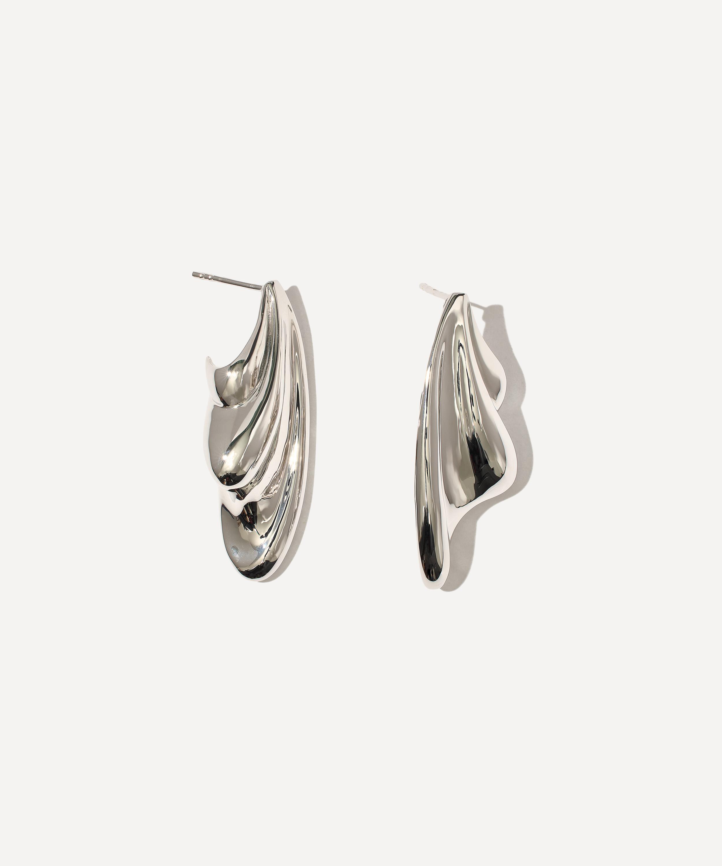 Otiumberg - Silver-Plated Statement Wave Stud Earrings