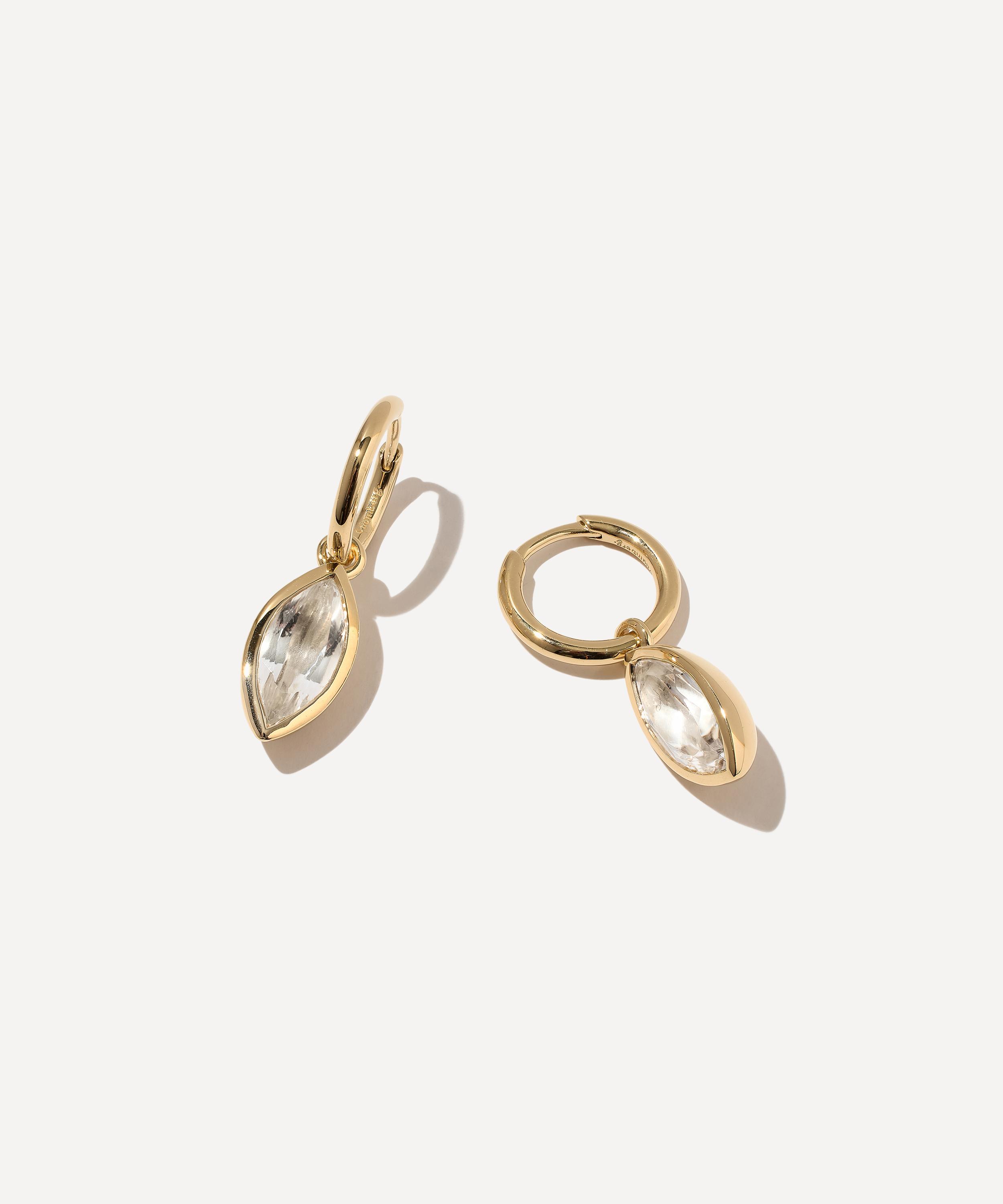 Otiumberg - 14ct Gold-Plated Vermeil Silver Marquise Quartz Hoop Drop Earrings image number 0