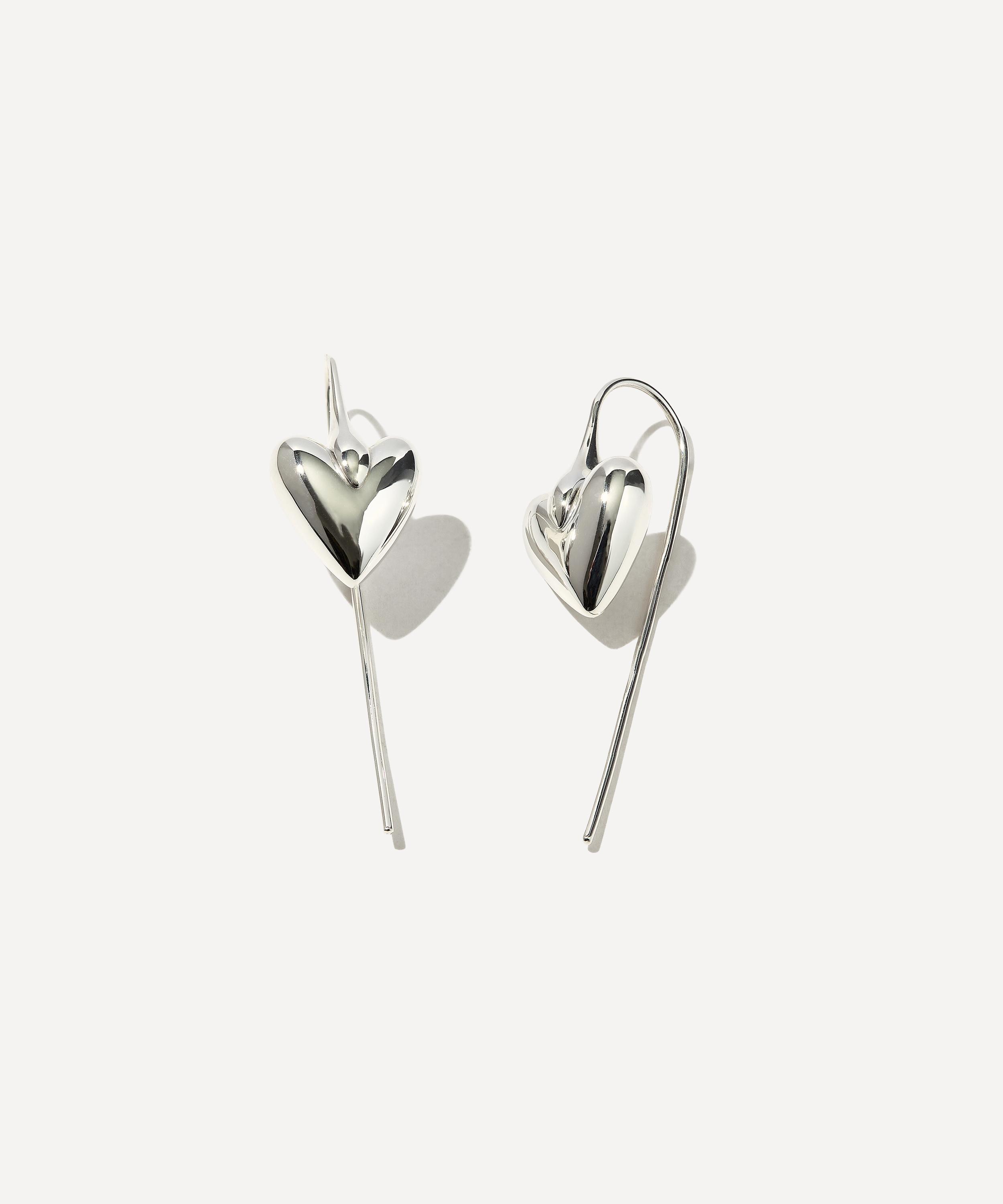 Otiumberg - Sterling Silver Carved Heart Hook Earrings image number 0