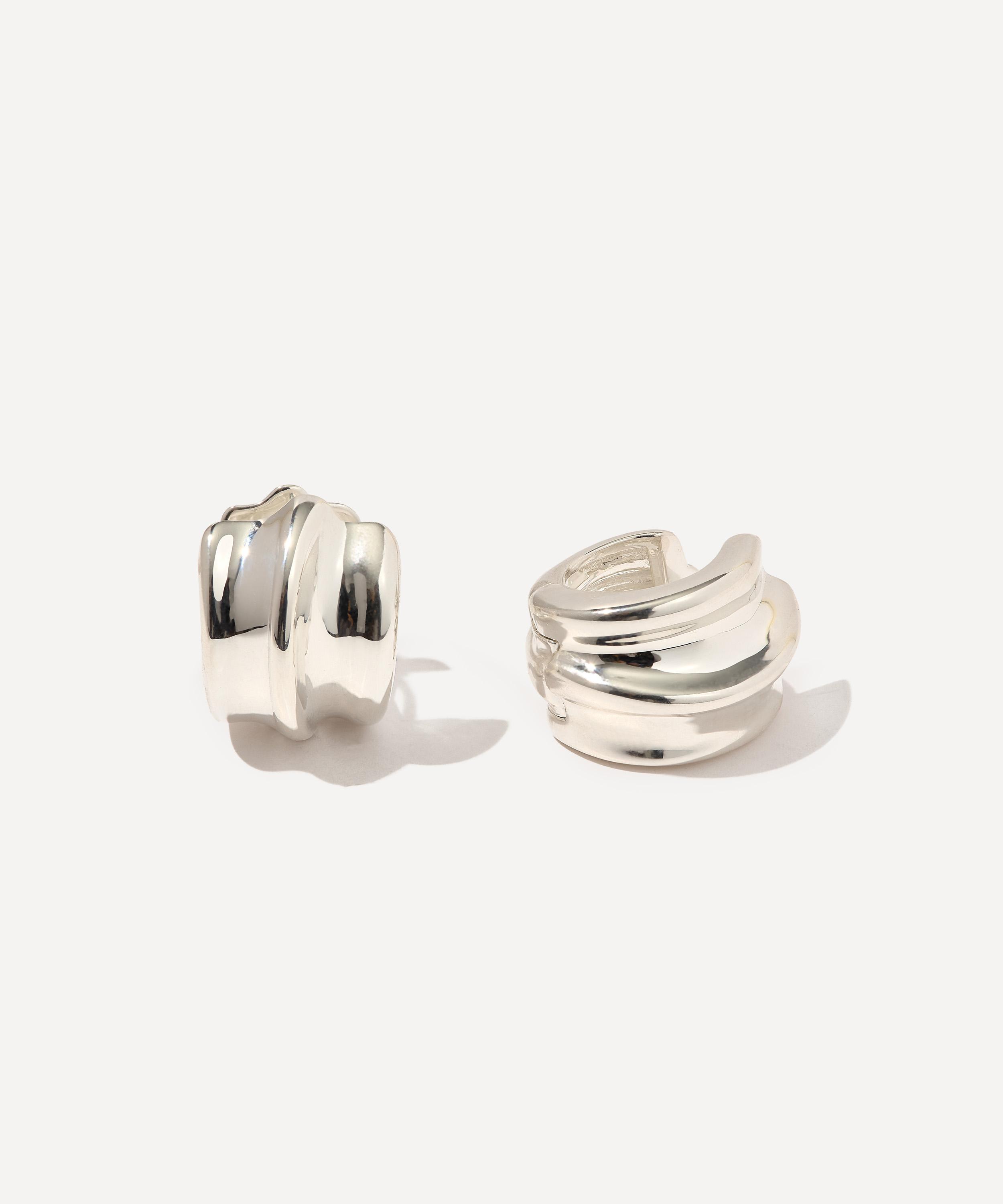 Otiumberg - Silver-Plated Small Wave Hoop Earrings image number 0