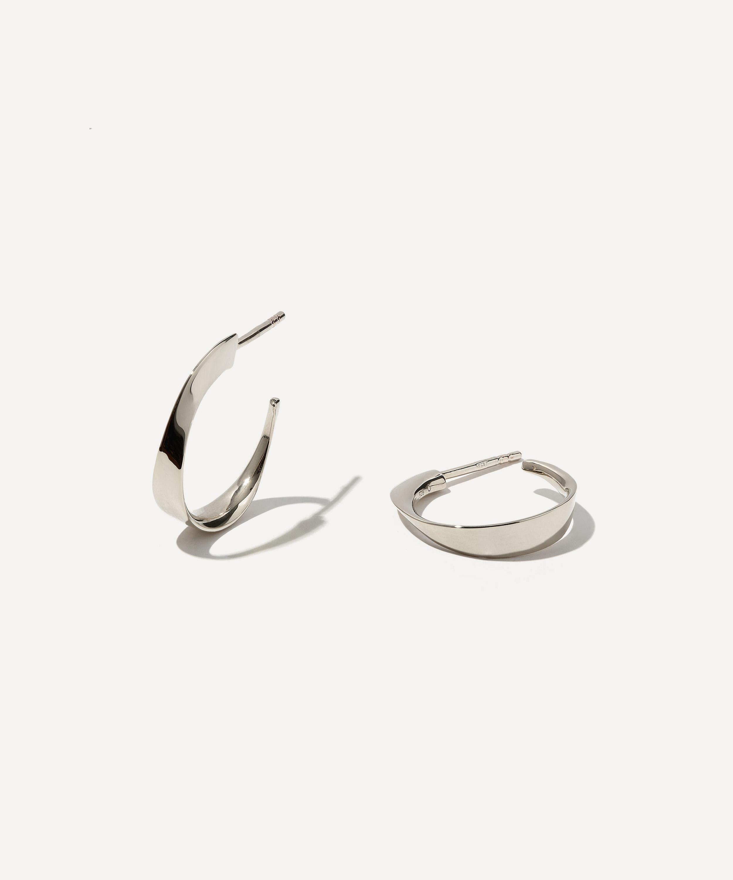 Otiumberg - Silver-Plated Small Twisted Wave Hoop Earrings image number 0