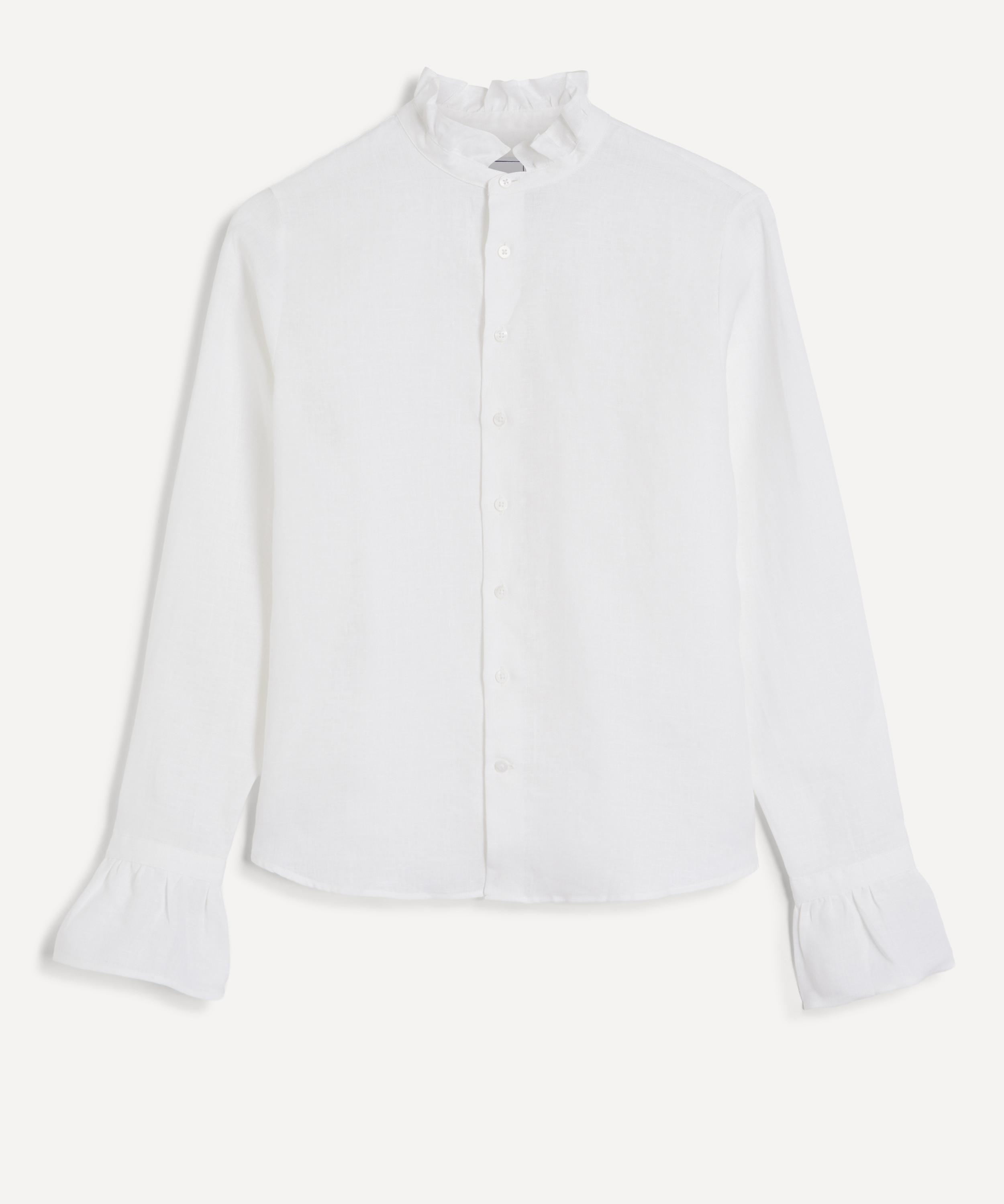 With Nothing Underneath - White Linen Kew Blouse image number 0