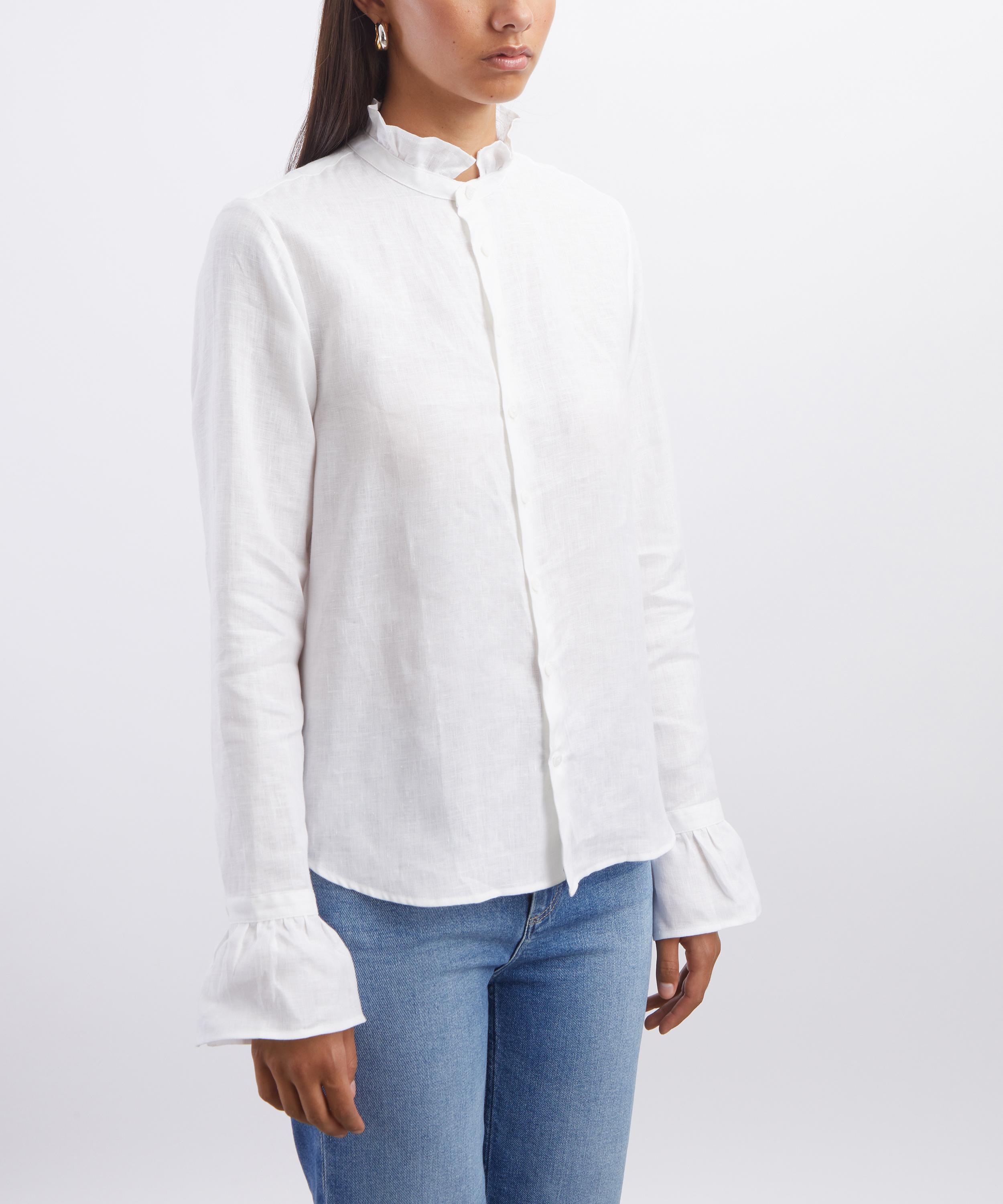 With Nothing Underneath - White Linen Kew Blouse image number 2